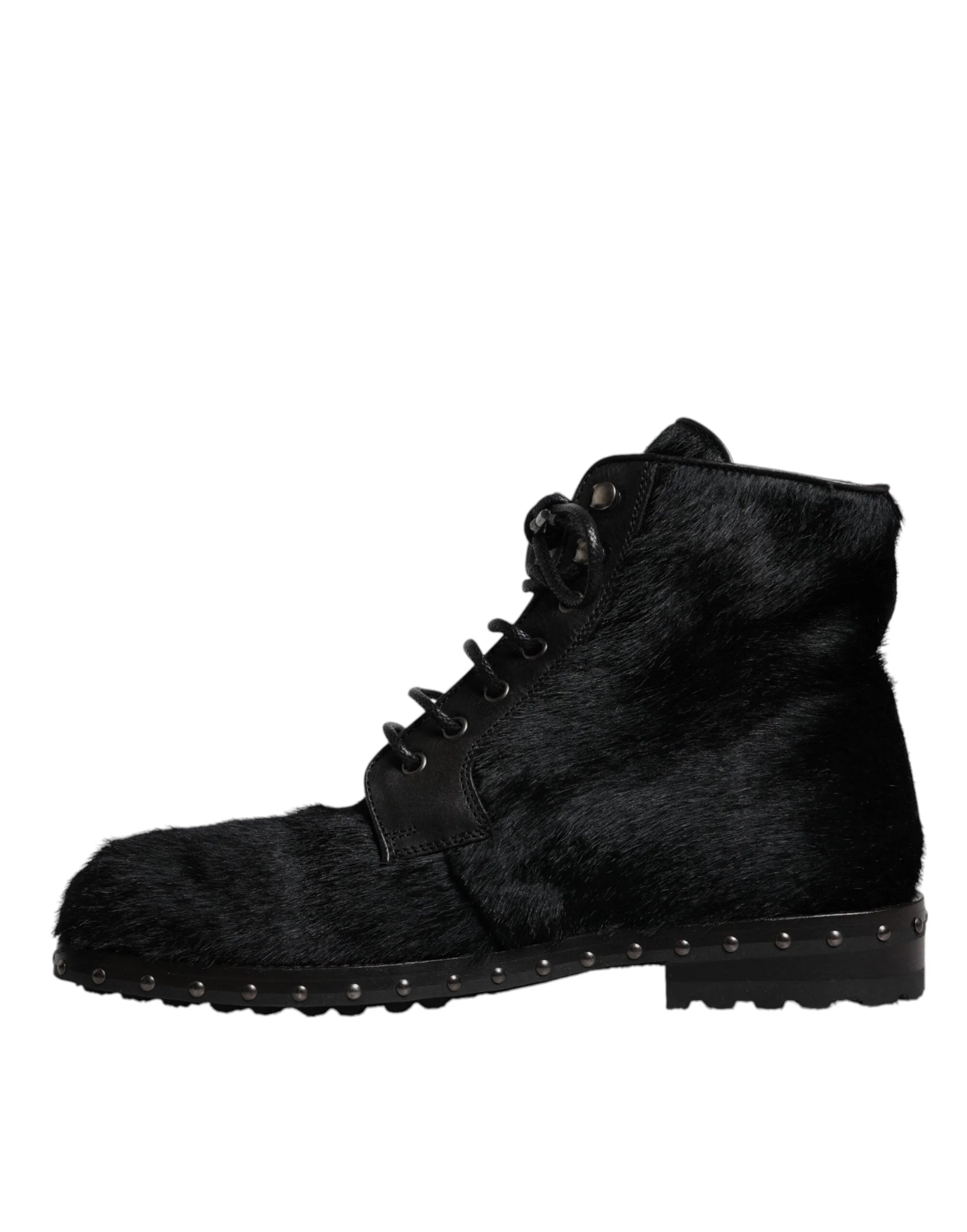 Dolce & Gabbana Black Pony Style Leather Mid Calf Boots Shoes - EU42/US9