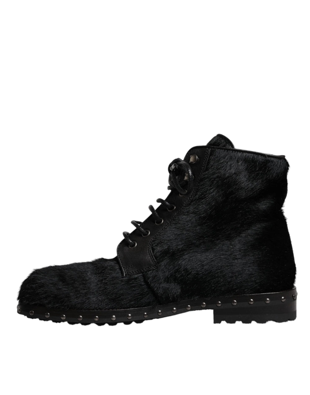 Dolce & Gabbana Black Pony Style Leather Mid Calf Boots Shoes - EU42/US9
