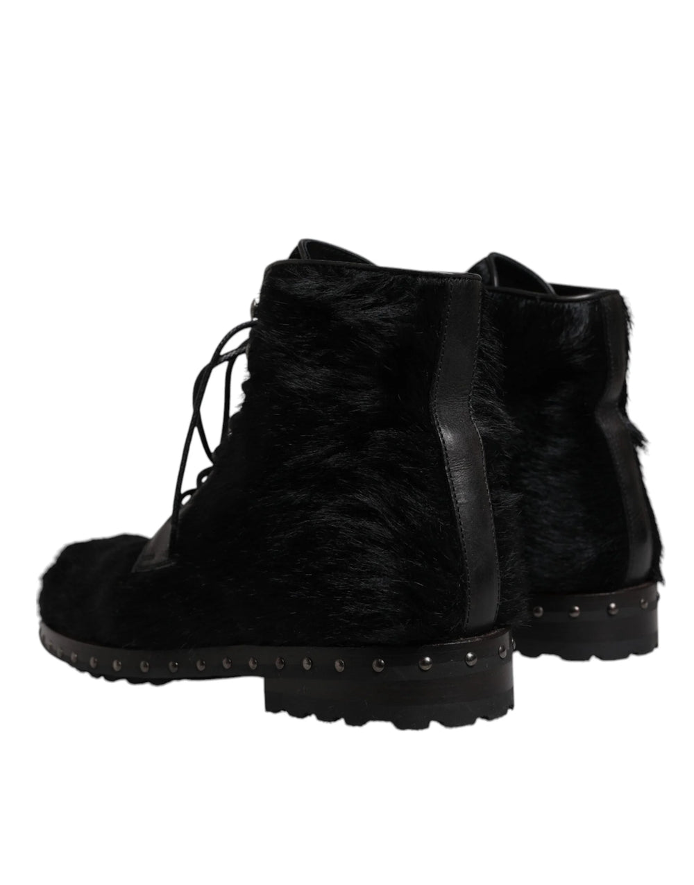 Dolce & Gabbana Black Pony Style Leather Mid Calf Boots Shoes - EU42/US9