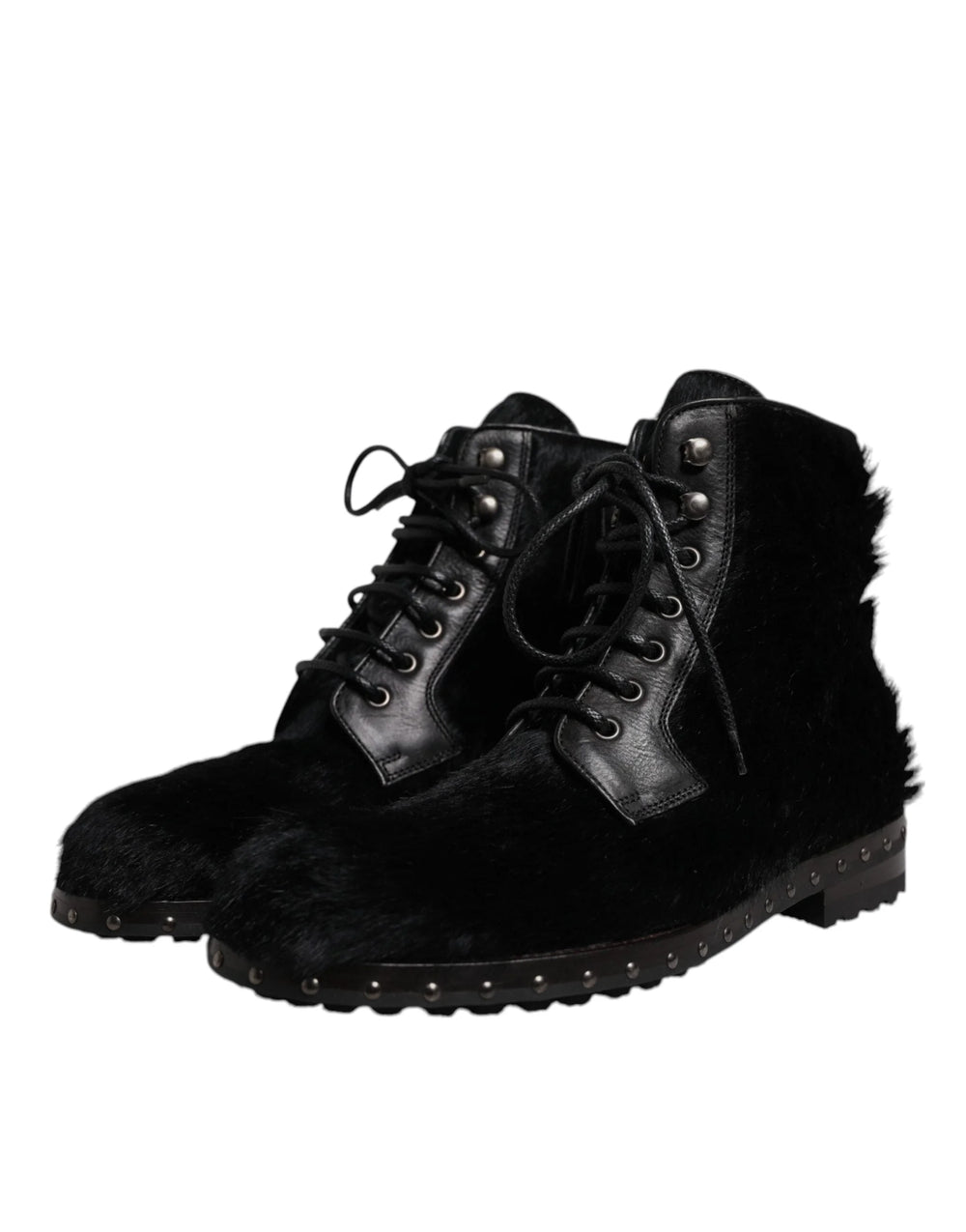 Dolce & Gabbana Black Pony Style Leather Mid Calf Boots Shoes - EU42/US9
