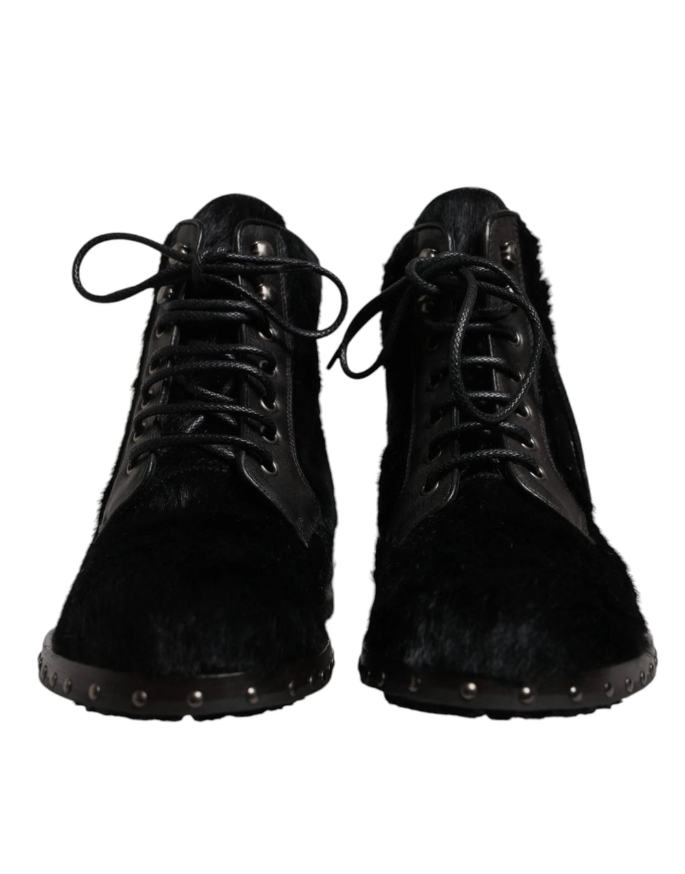 Dolce & Gabbana Black Pony Style Leather Mid Calf Boots Shoes - EU42/US9