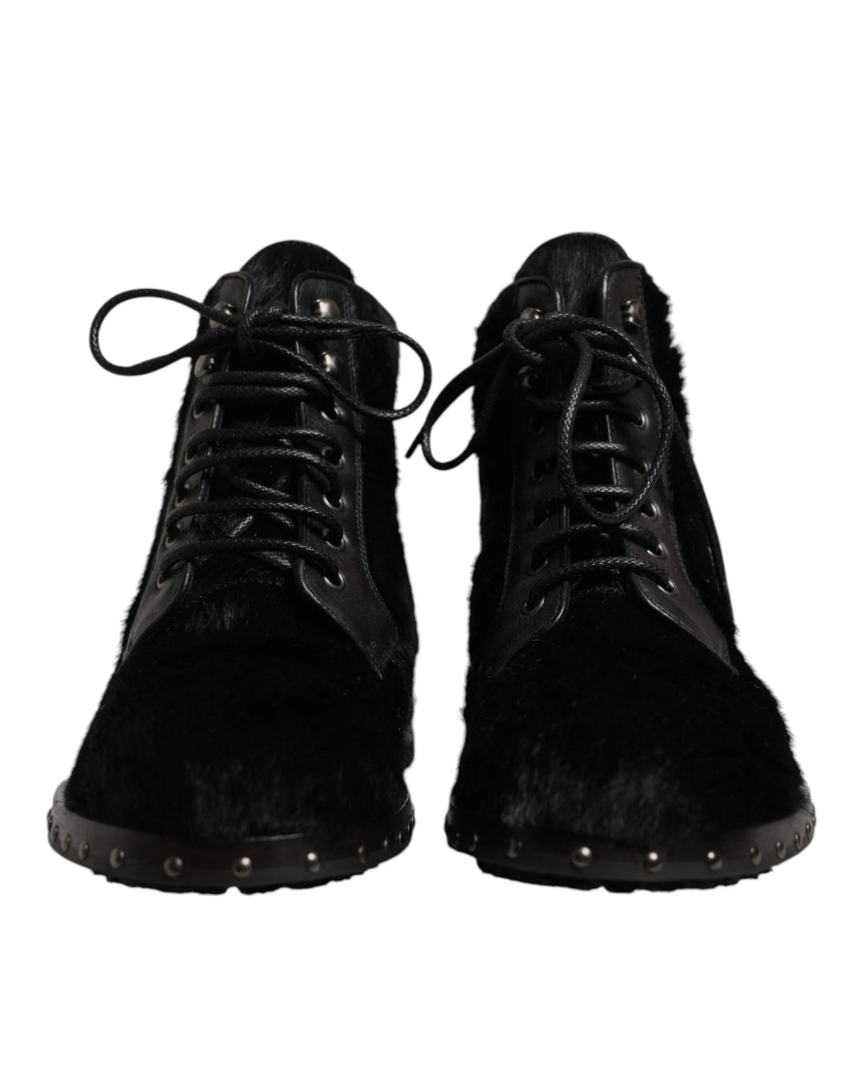 Dolce & Gabbana Black Pony Style Leather Mid Calf Boots Shoes - EU42/US9