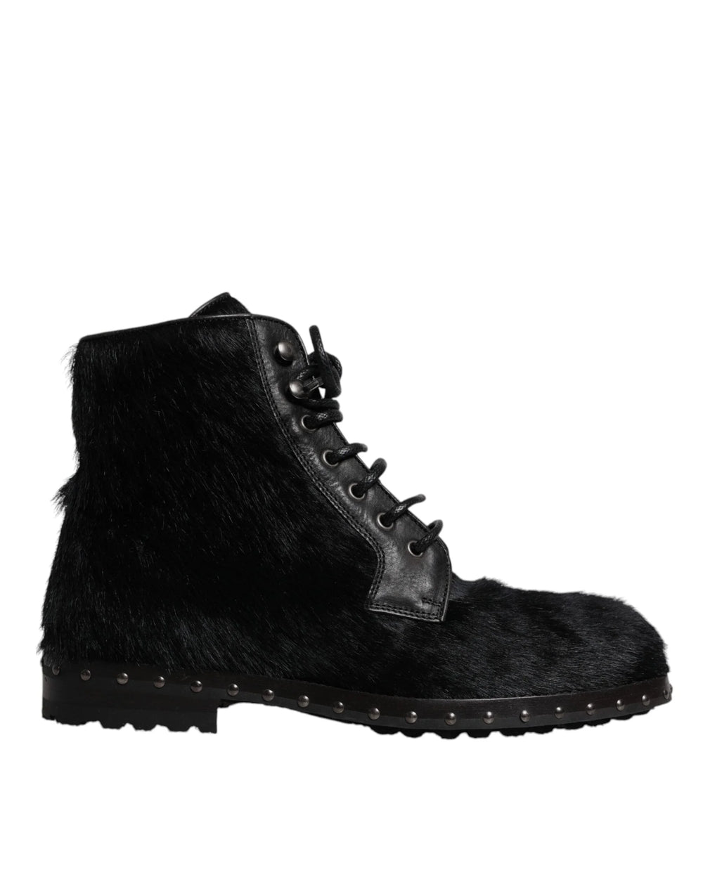 Dolce & Gabbana Black Pony Style Leather Mid Calf Boots Shoes - EU42/US9