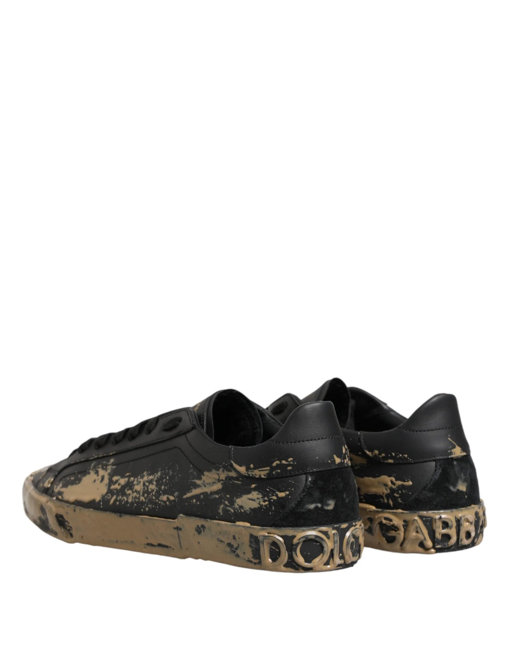 Dolce & Gabbana Black Portofino Mud Effect Low Top Sneakers Shoes - EU44/US11