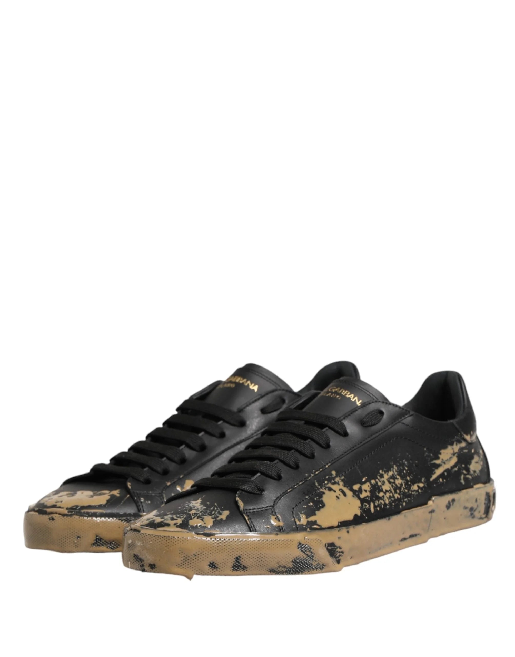 Dolce & Gabbana Black Portofino Mud Effect Low Top Sneakers Shoes - EU44/US11
