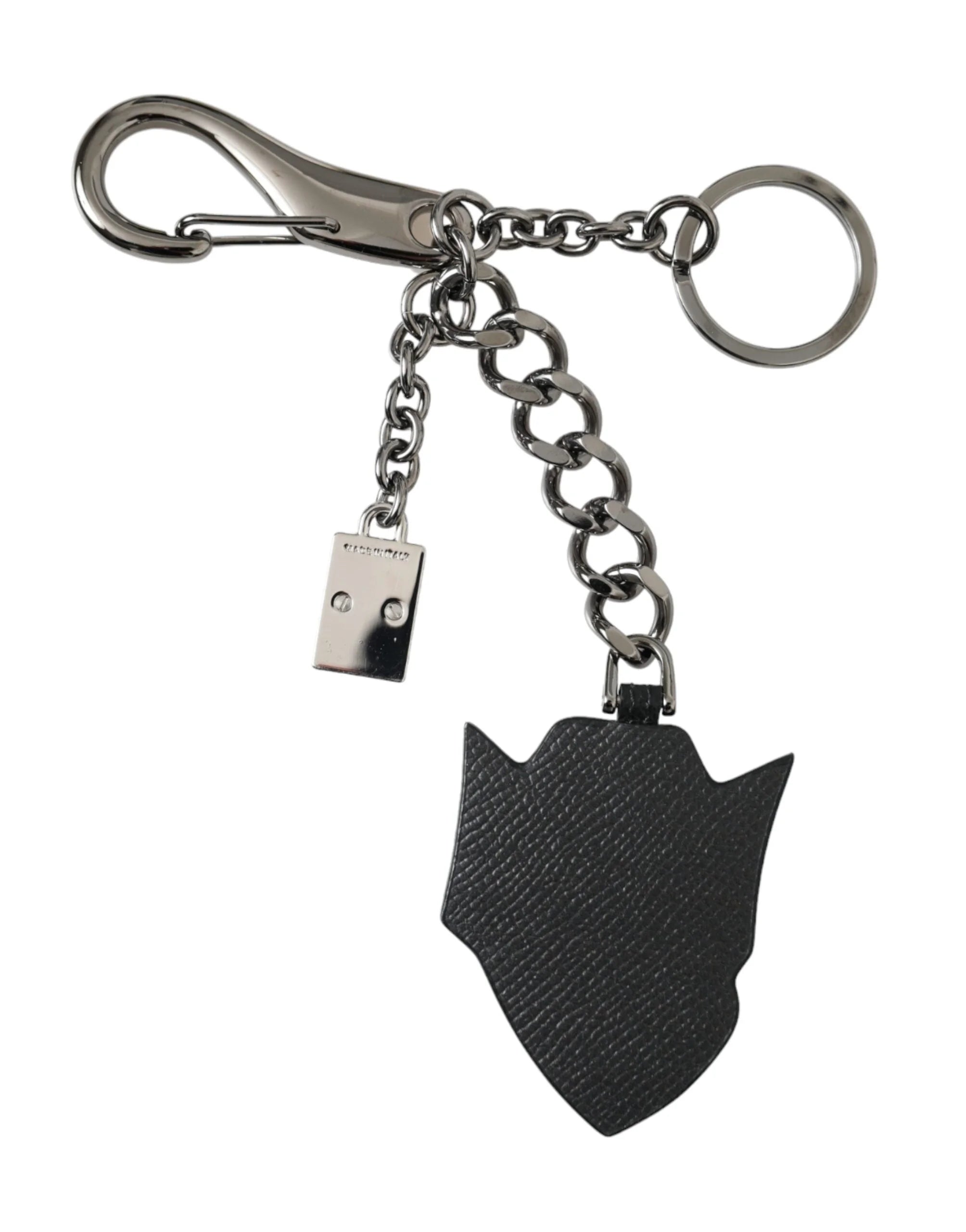 Dolce & Gabbana Black Prince Studs Logo Silver Brass Keychain Keyring - Keychains