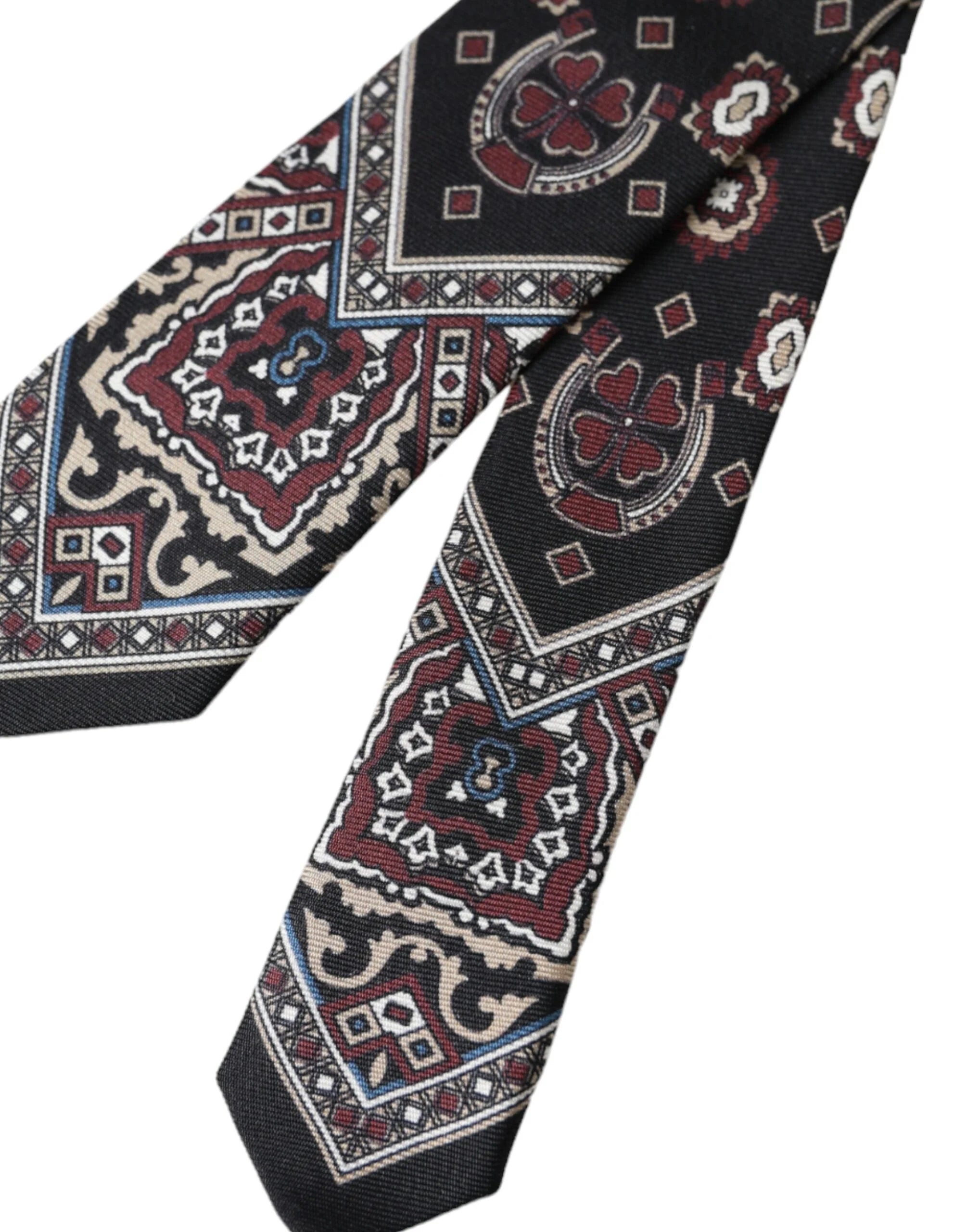 Dolce & Gabbana Black Printed 100% Silk Adjustable Men Tie - Neckties