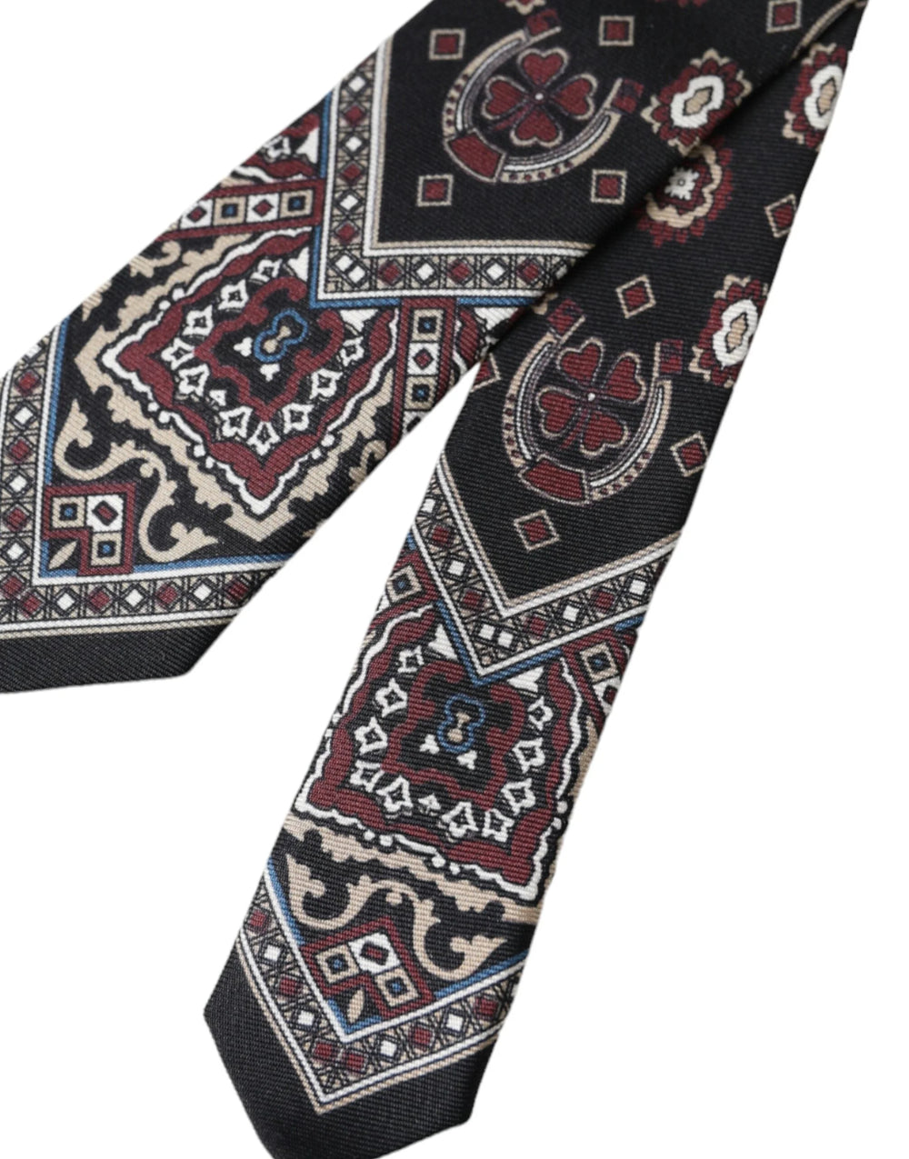 Dolce & Gabbana Black Printed 100% Silk Adjustable Men Tie - Neckties
