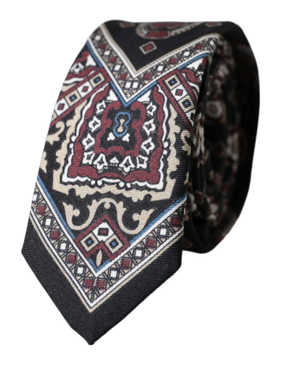 Dolce & Gabbana Black Printed 100% Silk Adjustable Men Tie - Neckties