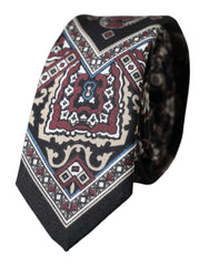 Dolce & Gabbana Black Printed 100% Silk Adjustable Men Tie - Neckties