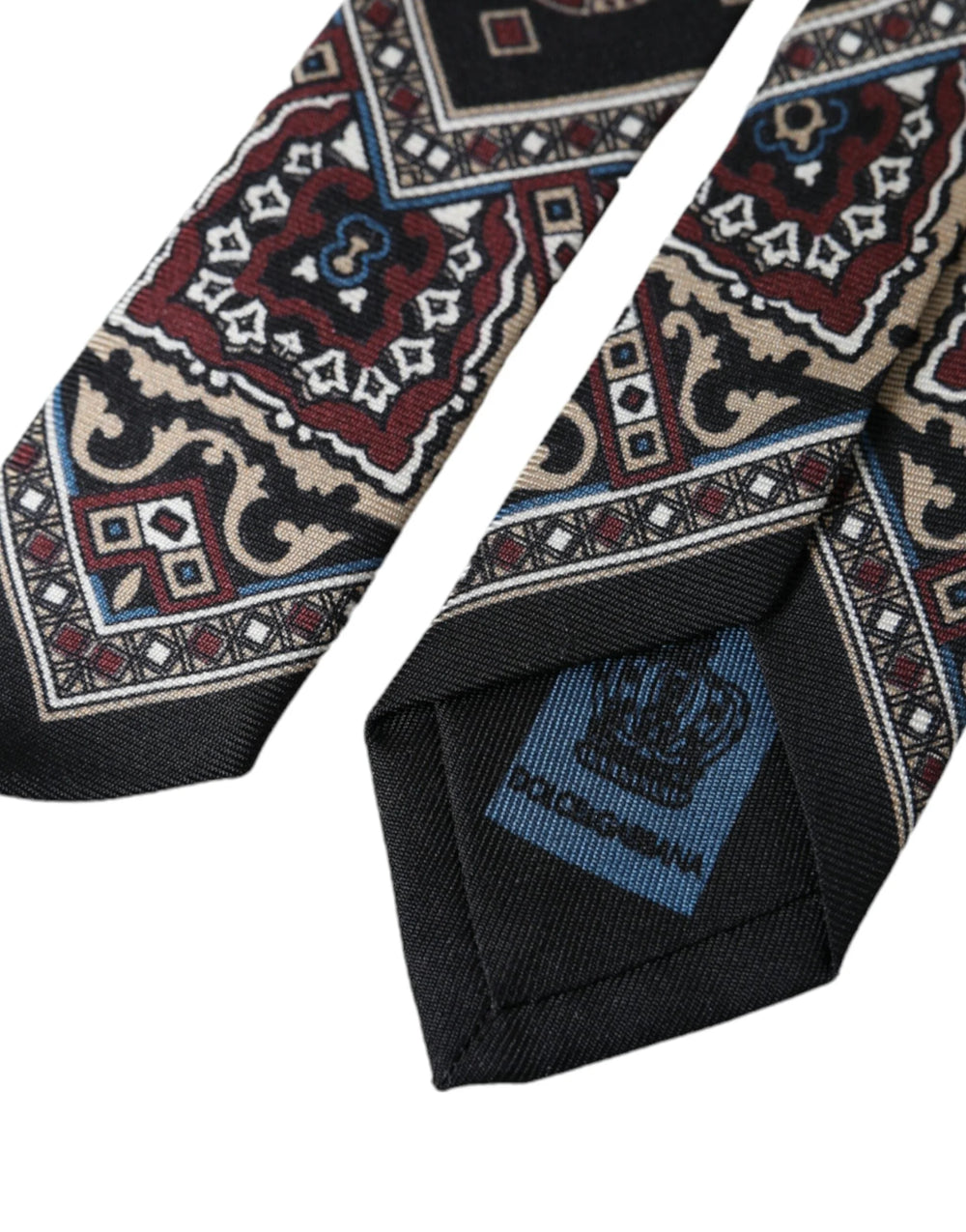 Dolce & Gabbana Black Printed 100% Silk Adjustable Men Tie - Neckties