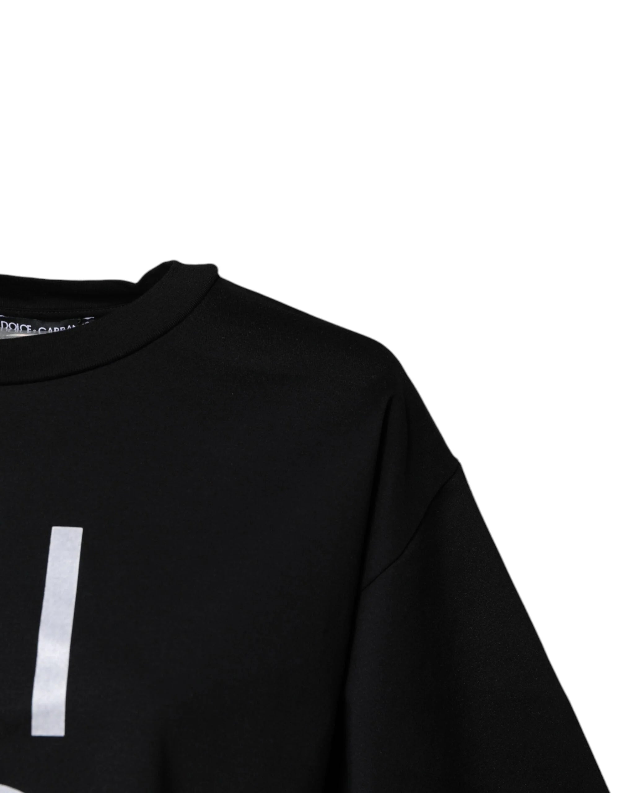 Dolce & Gabbana Black Printed Cotton Crew Neck Tee T-shirt - IT44 | L - T-Shirts