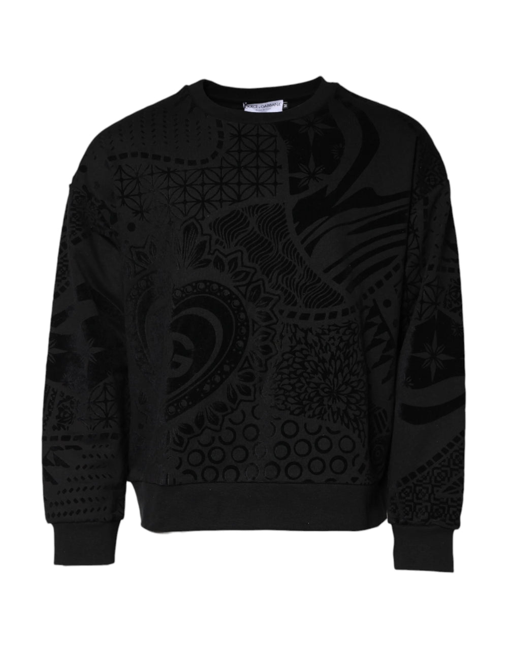 Dolce & Gabbana Black Printed Crew Neck Sweatshirt Sweater - Sweatshirts