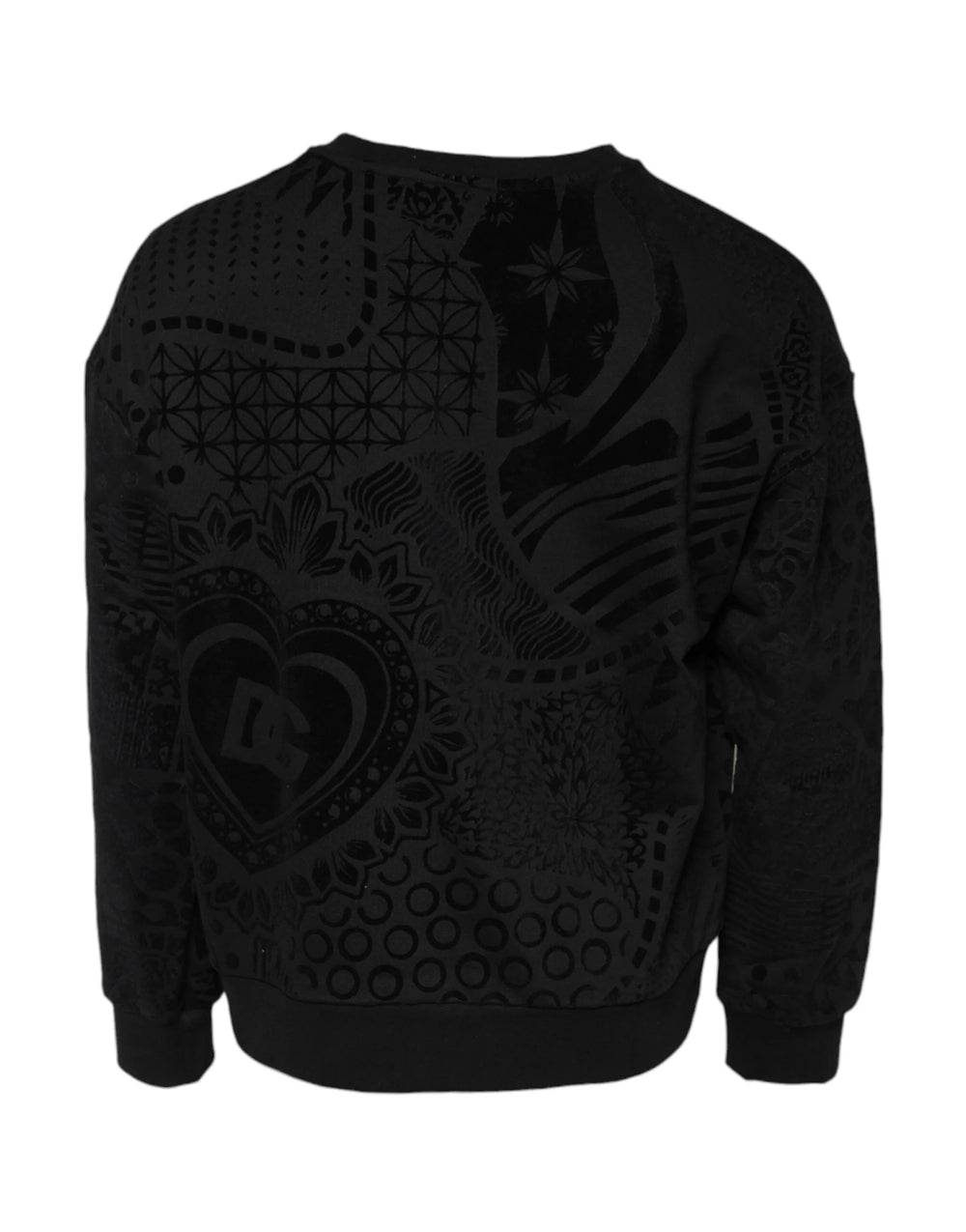 Dolce & Gabbana Black Printed Crew Neck Sweatshirt Sweater - Sweatshirts