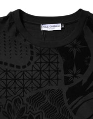 Dolce & Gabbana Black Printed Crew Neck Sweatshirt Sweater - Sweatshirts