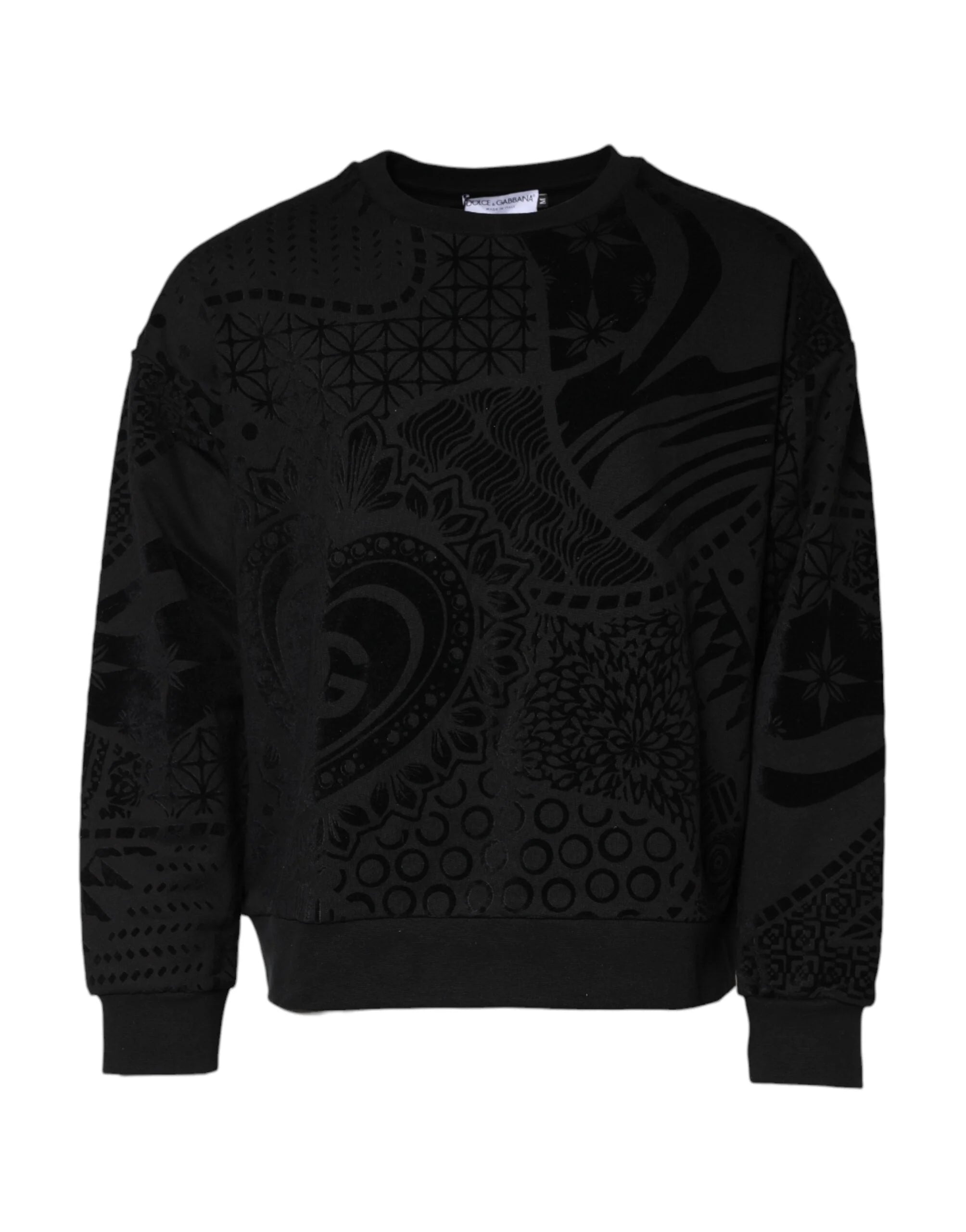 Dolce & Gabbana Black Printed Crew Neck Sweatshirt Sweater - Sweatshirts