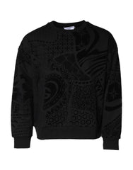 Dolce & Gabbana Black Printed Crew Neck Sweatshirt Sweater - Sweatshirts
