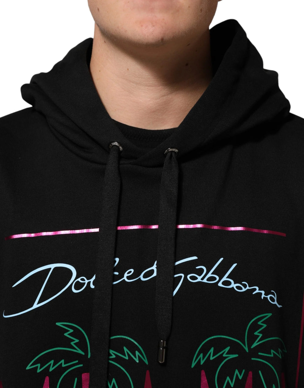 Dolce & Gabbana Black Printed Hooded Men Sweatshirt Sweater - IT52 | XL - Hoodies