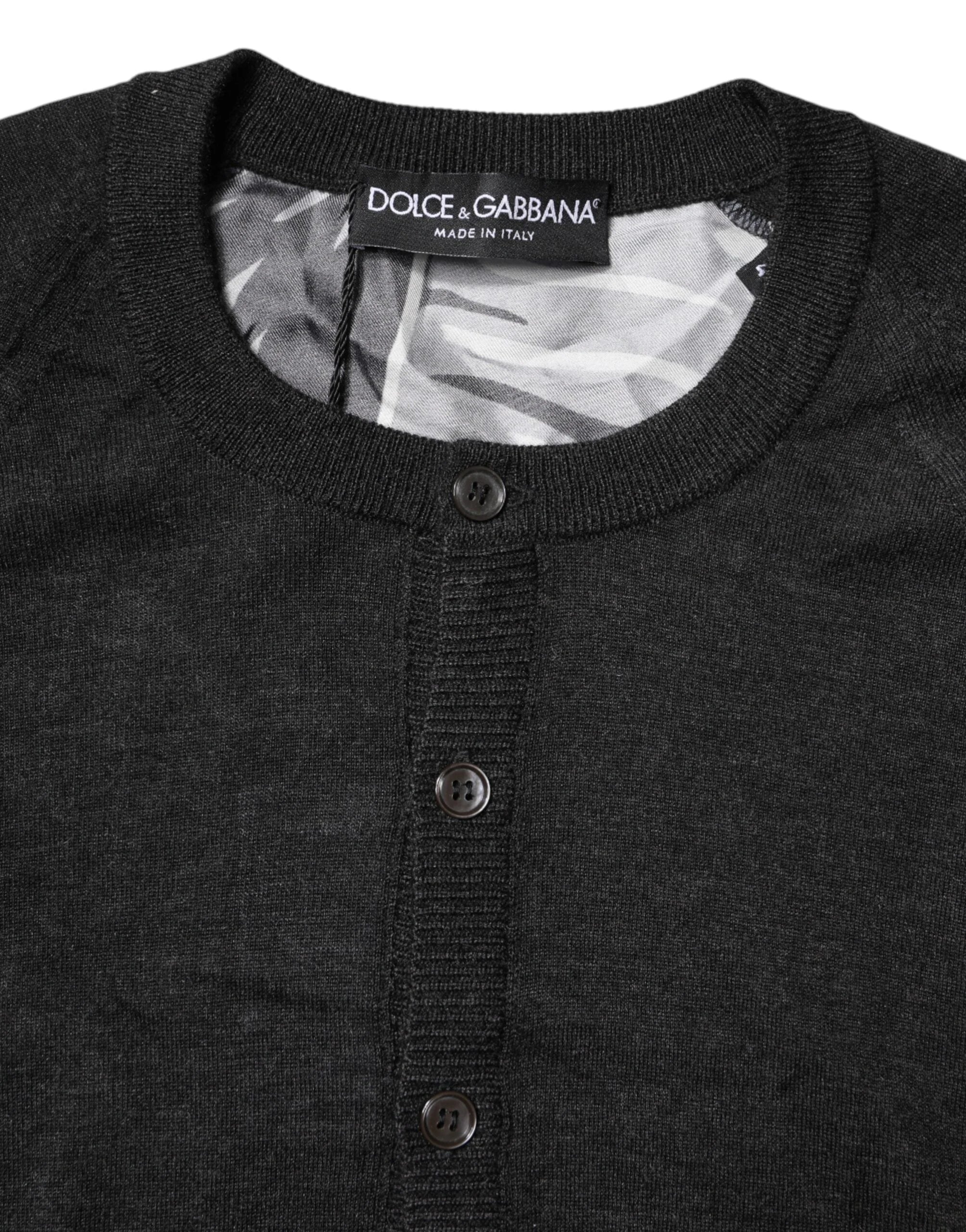 Dolce & Gabbana Black Printed Knitted Men Pullover Sweater - IT44 | XS - Sweaters