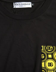 Dolce & Gabbana Black Printed Pocket Cotton Crewneck T-shirt - IT44 | XS - T-Shirts