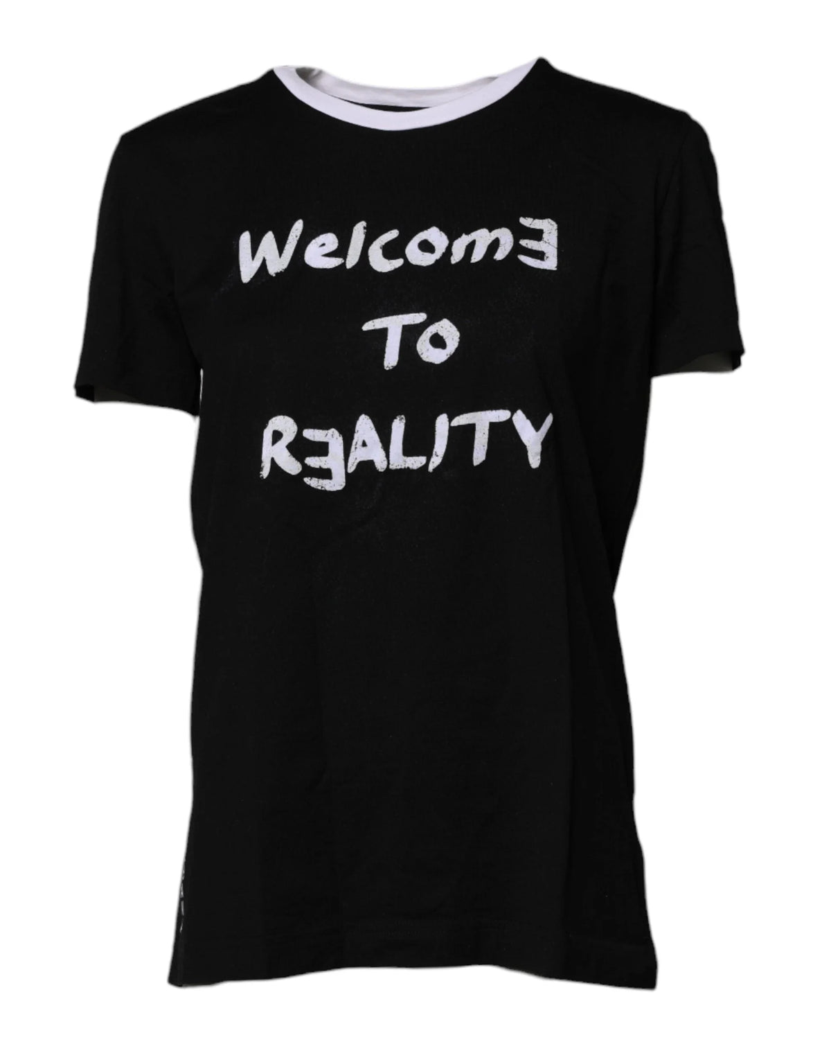 Dolce & Gabbana Black Printed Round Neck Top Cotton T-shirt - IT38 | XS - T-Shirts