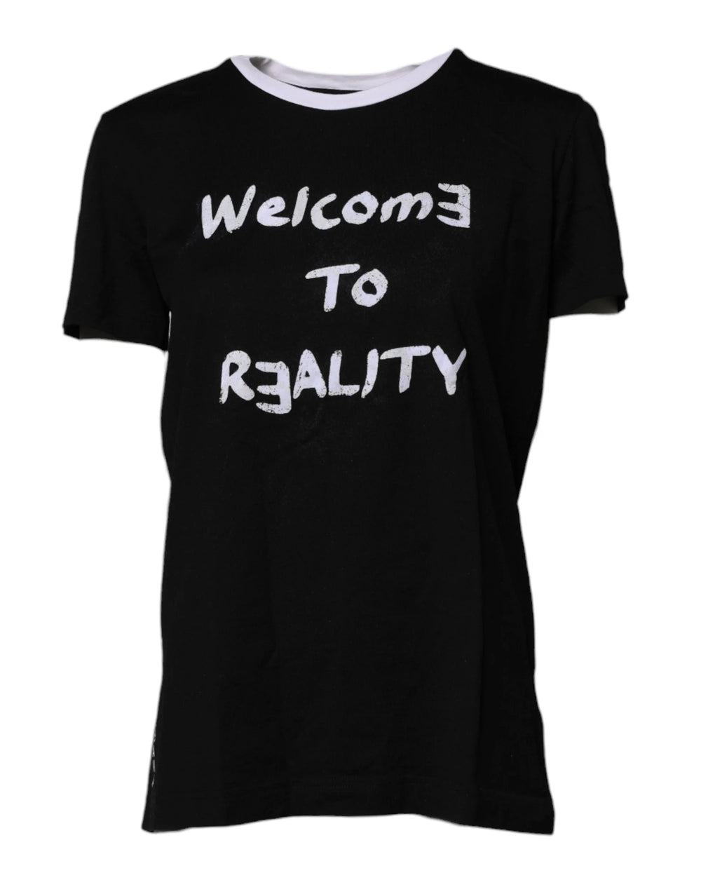 Dolce & Gabbana Black Printed Round Neck Top Cotton T-shirt - IT38 | XS - T-Shirts