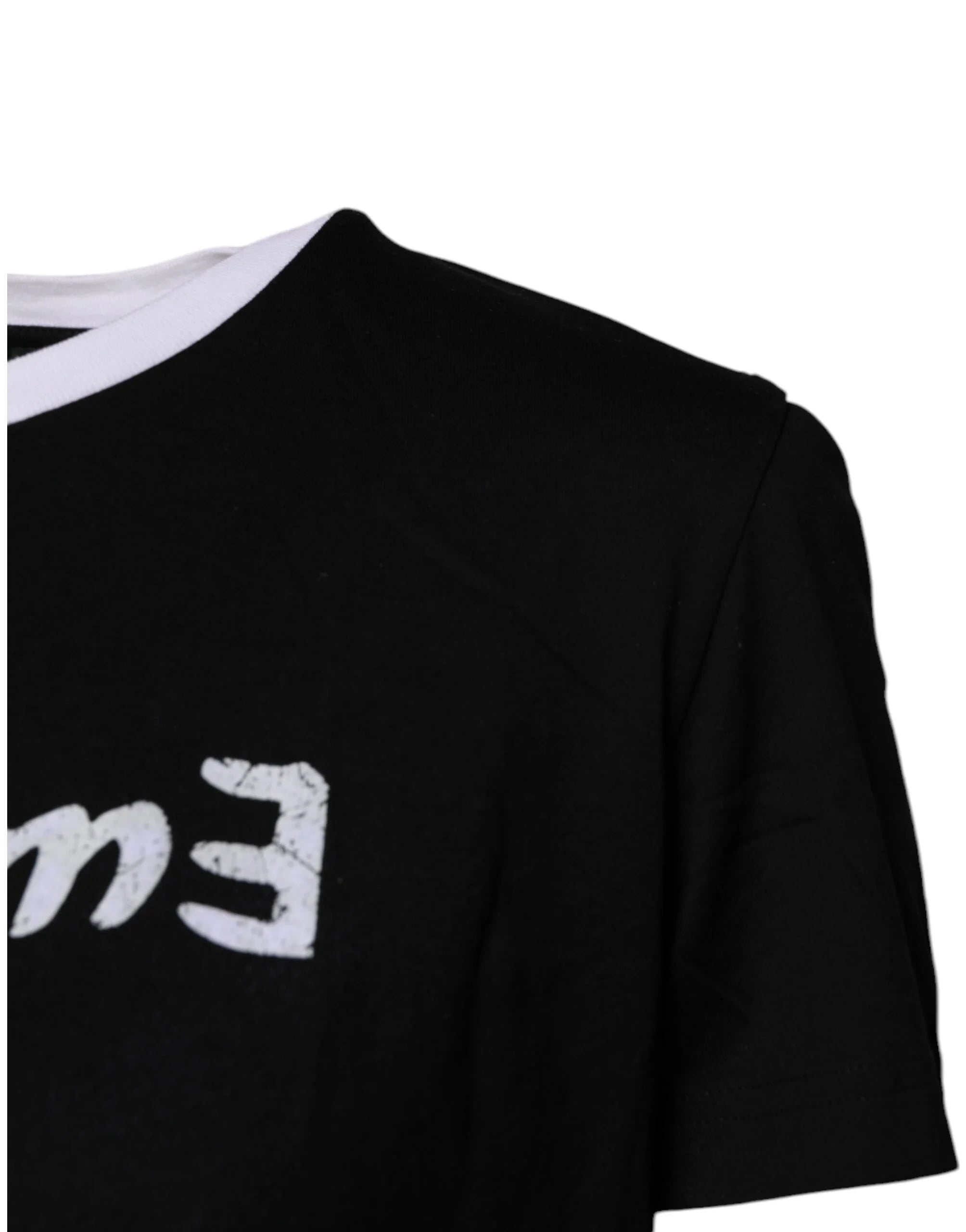 Dolce & Gabbana Black Printed Round Neck Top Cotton T-shirt - IT38 | XS - T-Shirts