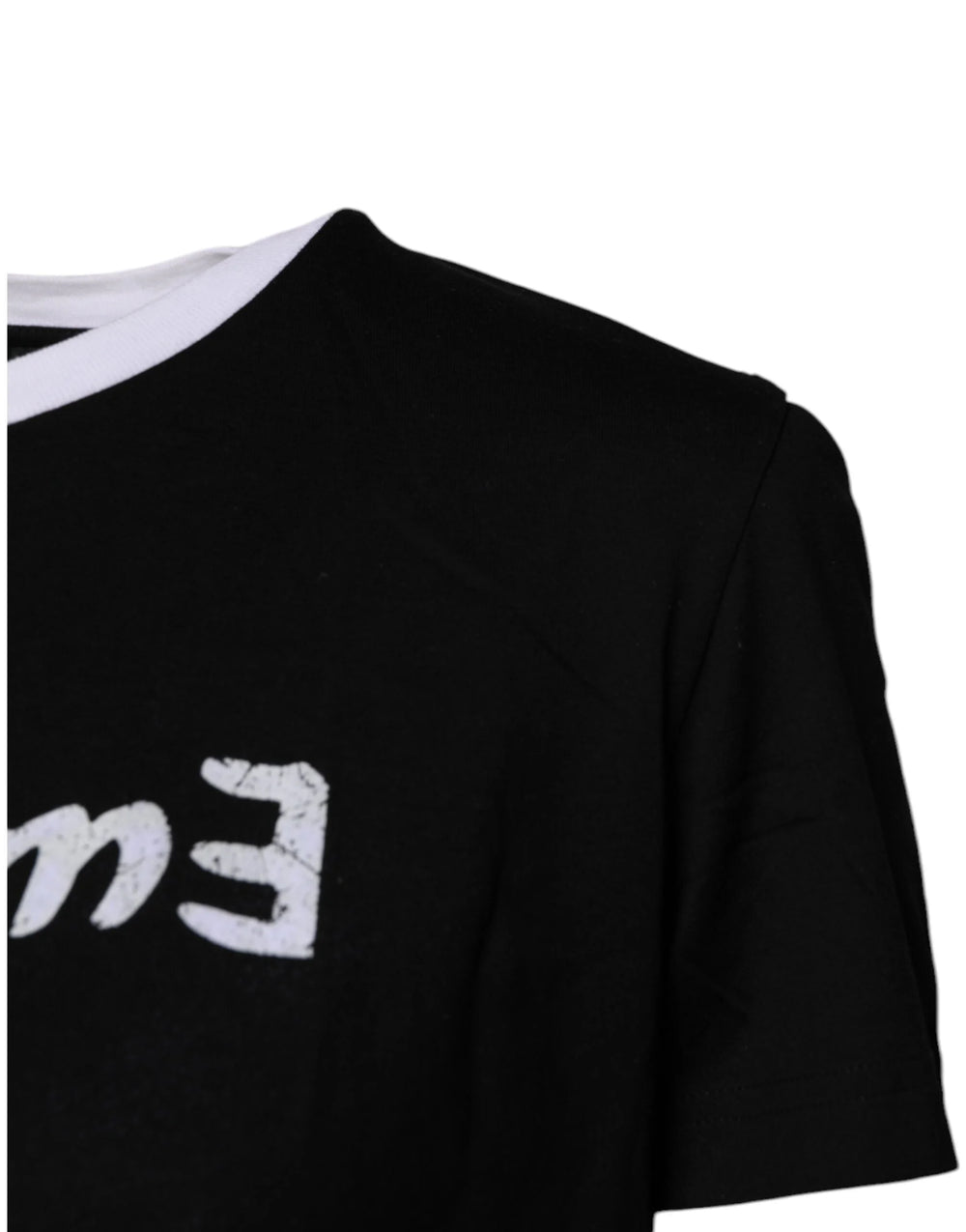 Dolce & Gabbana Black Printed Round Neck Top Cotton T-shirt - IT38 | XS - T-Shirts