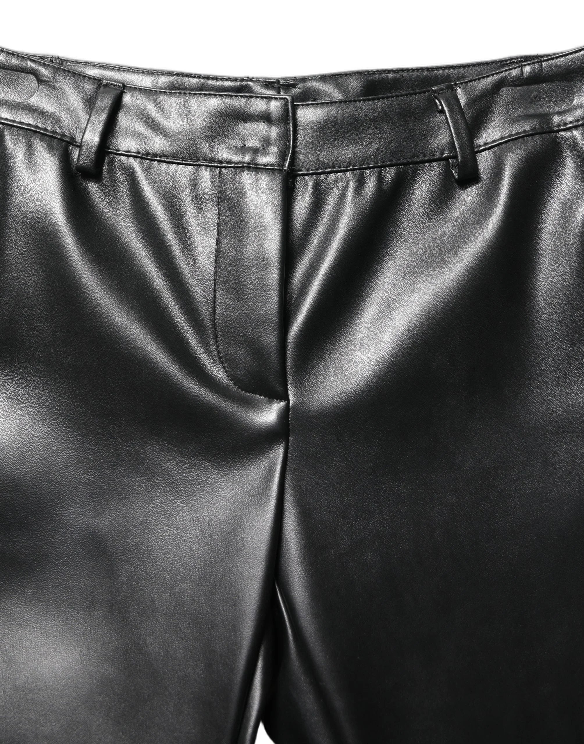 Dolce & Gabbana Black PU Leather High Waisted Trouser Pants - IT40|S