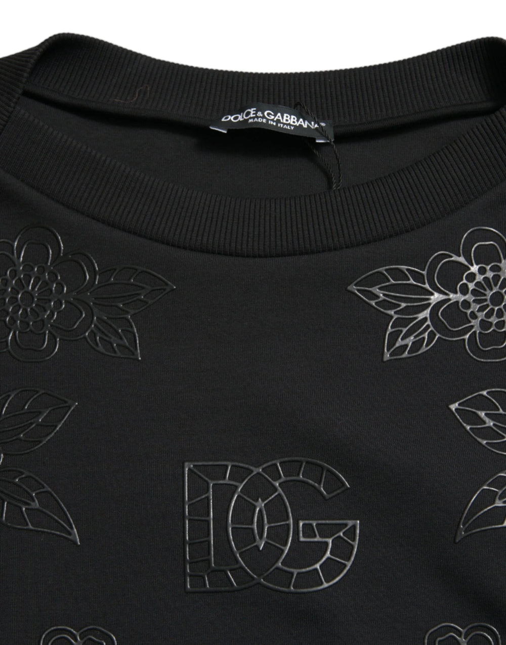 Dolce & Gabbana Black Pullover Floral Logo Applique Sweater - IT40|S - Sweaters