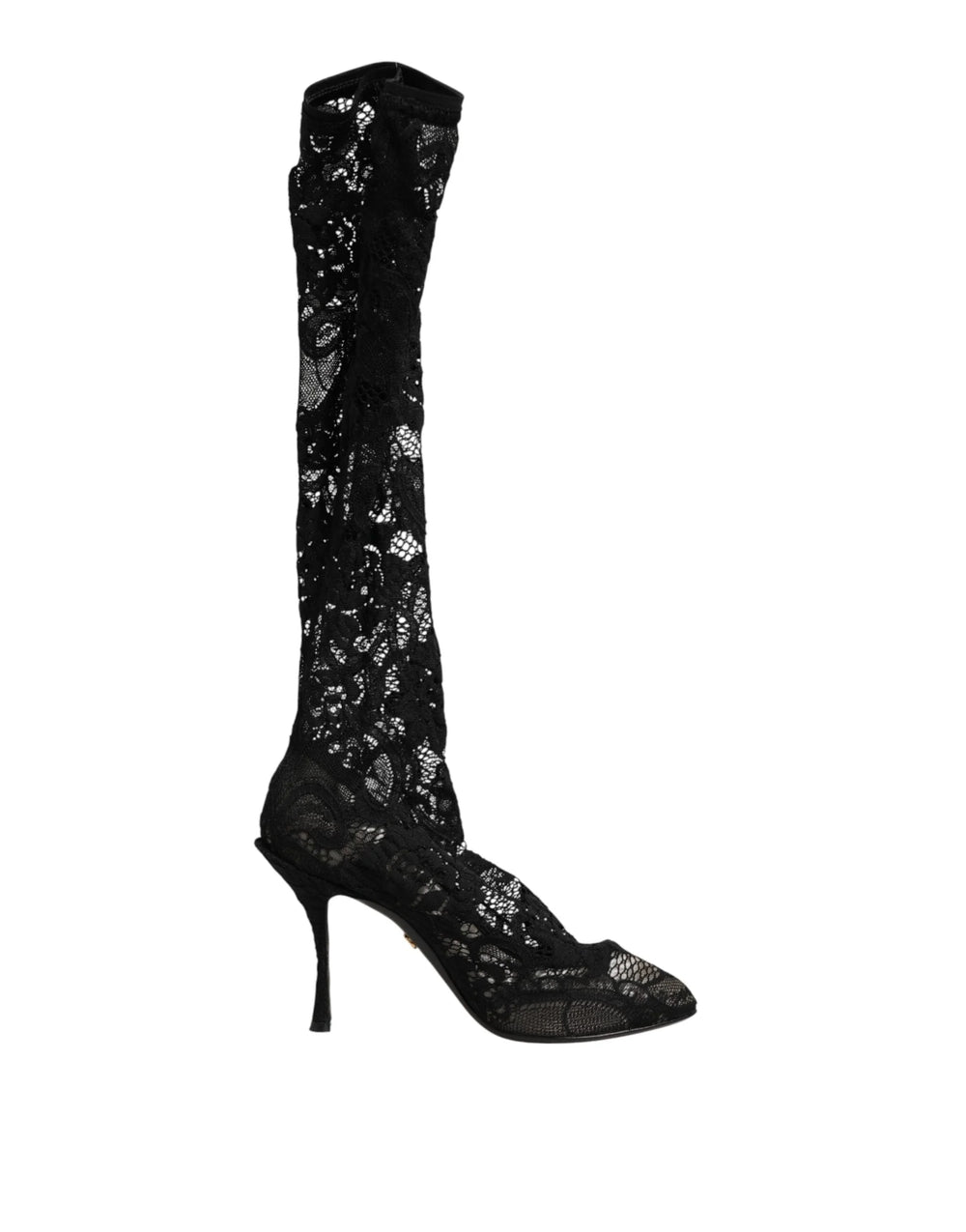 Dolce & Gabbana Mustat Korot Pumput Taormina Pitsi Sukat Saappaat Kengät - EU37.5/US7 - Saappaat