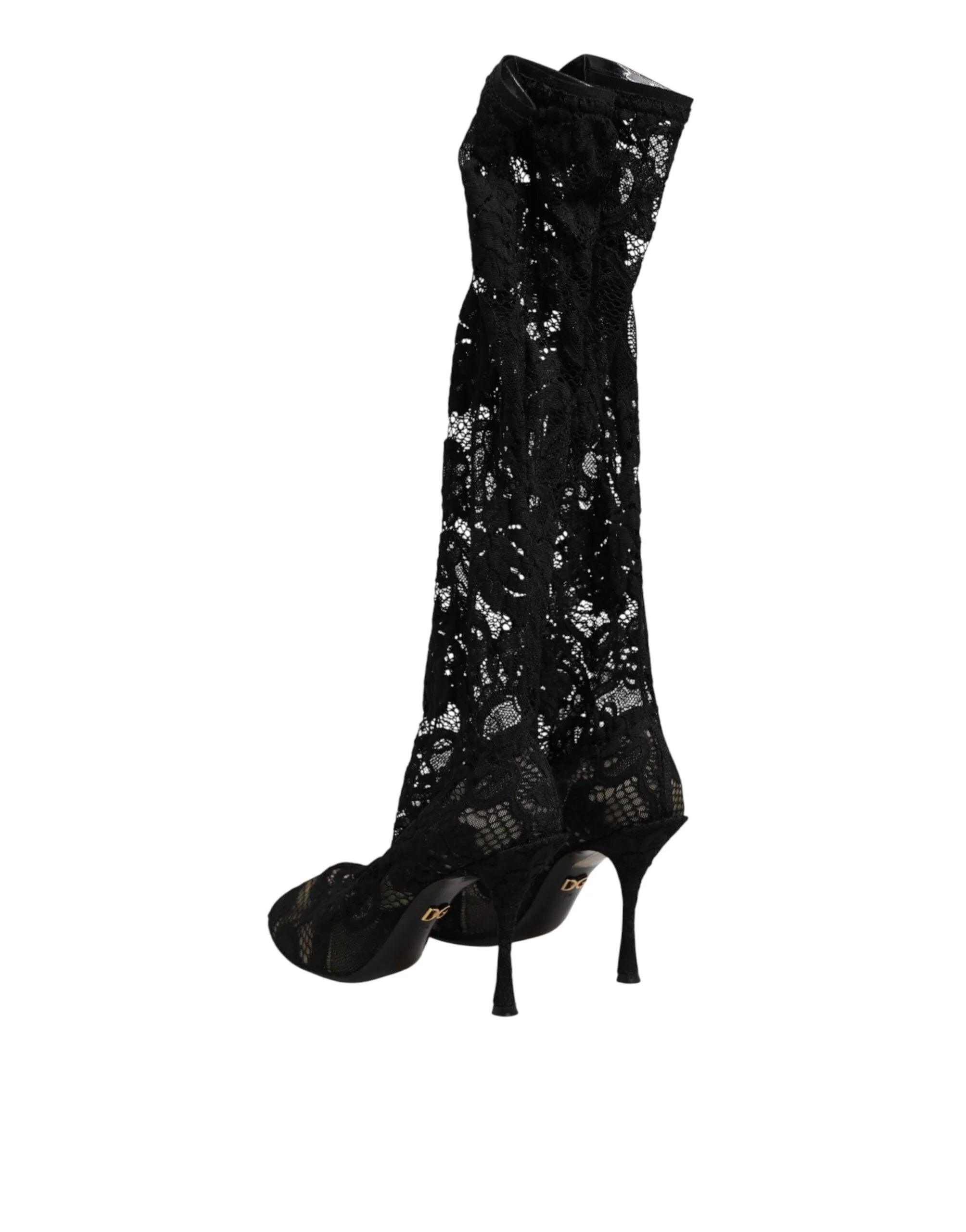 Dolce & Gabbana Black Pumps Taormina Lace Socks Boots Shoes - EU37.5/US7