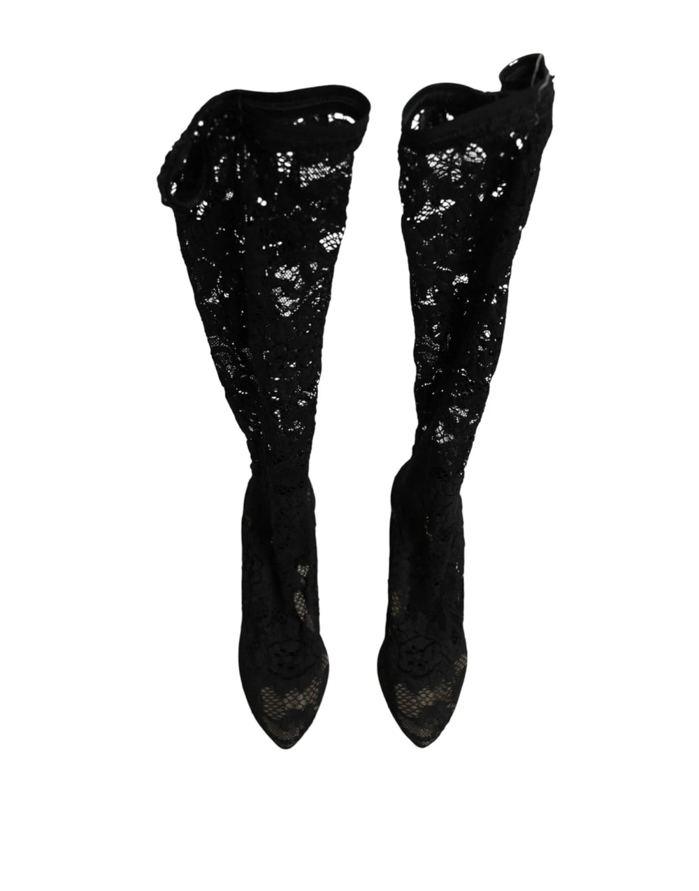 Dolce & Gabbana Mustat Korot Pumput Taormina Pitsi Sukat Saappaat Kengät - EU37.5/US7 - Saappaat