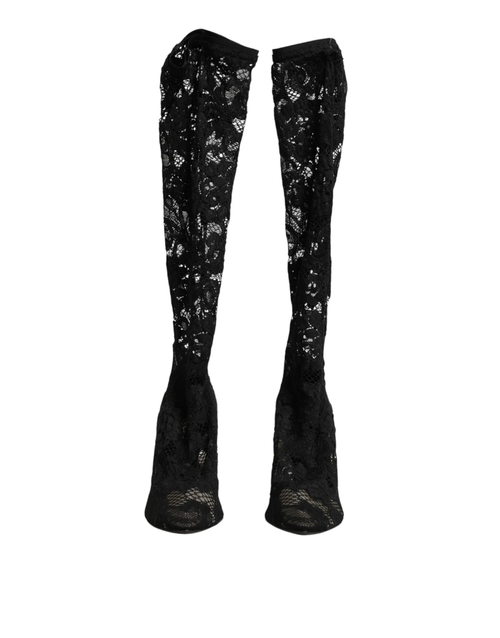 Dolce & Gabbana Black Pumps Taormina Lace Socks Boots Shoes - EU37.5/US7