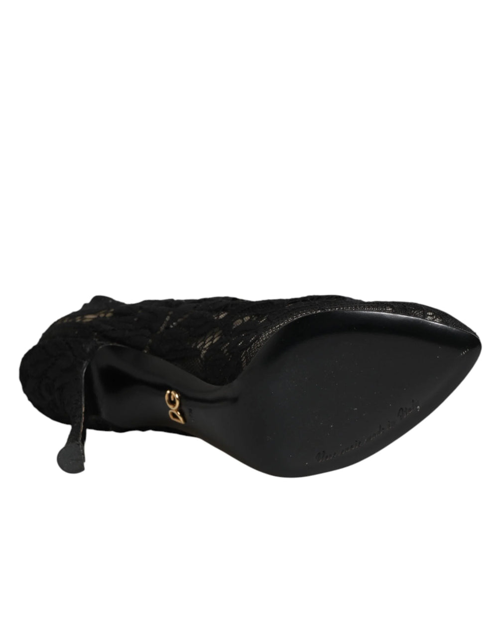 Dolce & Gabbana Mustat Korot Pumput Taormina Pitsi Sukat Saappaat Kengät - EU37.5/US7 - Saappaat