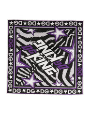Dolce & Gabbana Black Purple DG King Cotton Foulard 51cm x 49.5cm Scarf