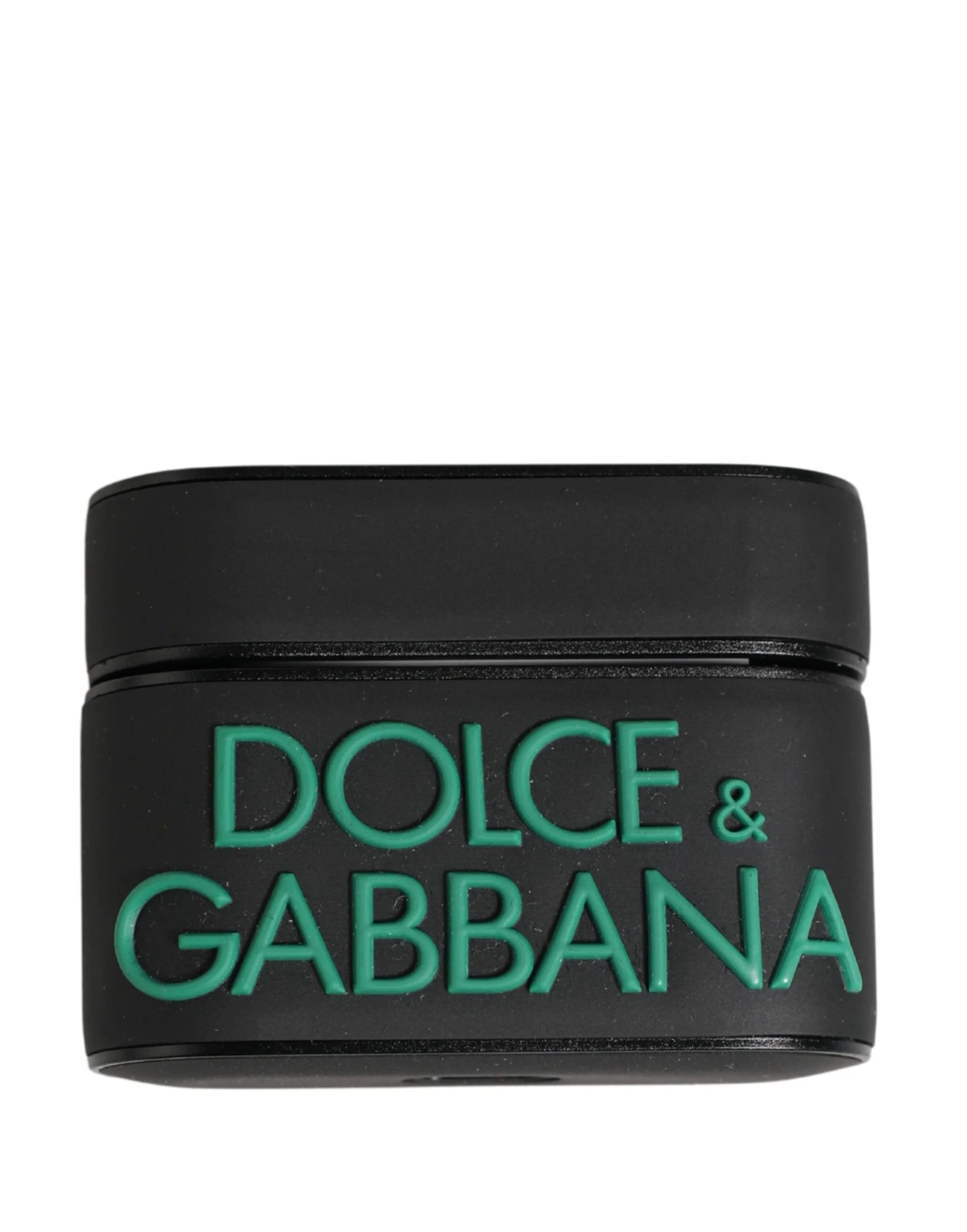Dolce & Gabbana Black PVC Embossed Logo Flip Holder Women Airpods Case