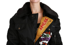 Dolce & Gabbana Black Queen Crown Sequined Bomber Jacket - IT36 | XS - Bomber Jackets