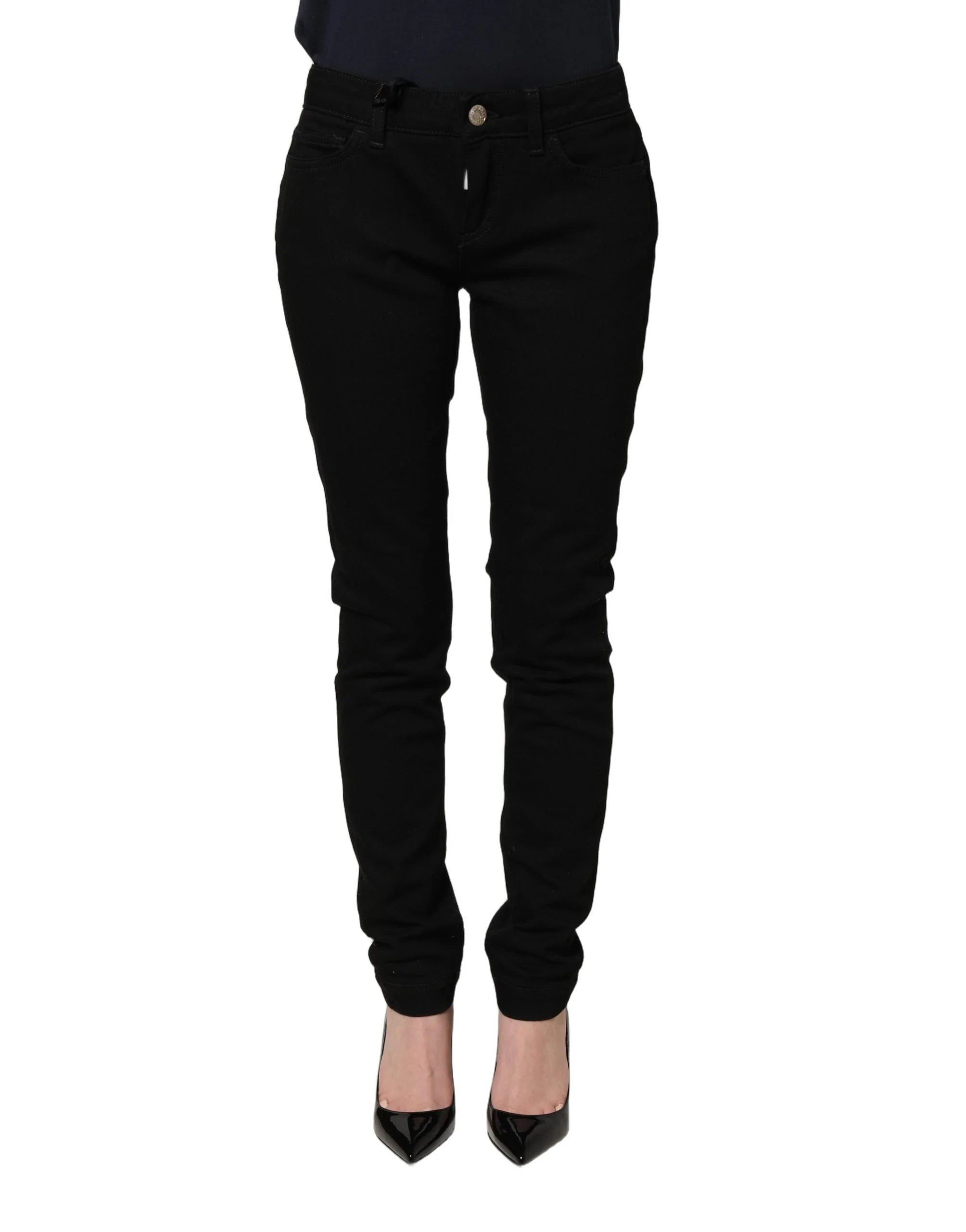 Dolce & Gabbana Black Queen Embroidery PRETTY Denim Jeans - IT36|XXS