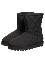 Dolce & Gabbana Black Quilted Effect Mid Calf Boots Shoes - EU44/US11