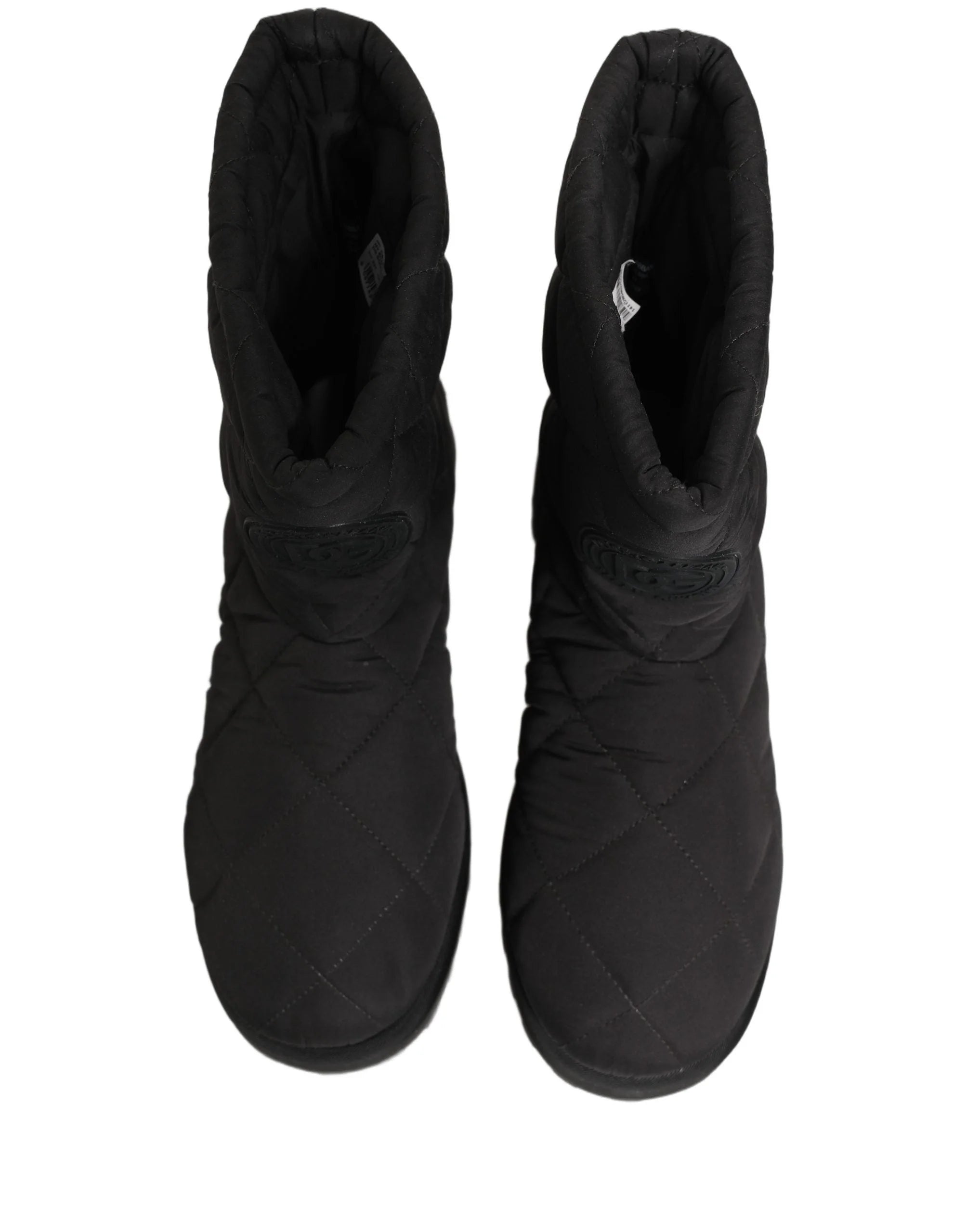 Dolce & Gabbana Black Quilted Effect Mid Calf Boots Shoes - EU44/US11