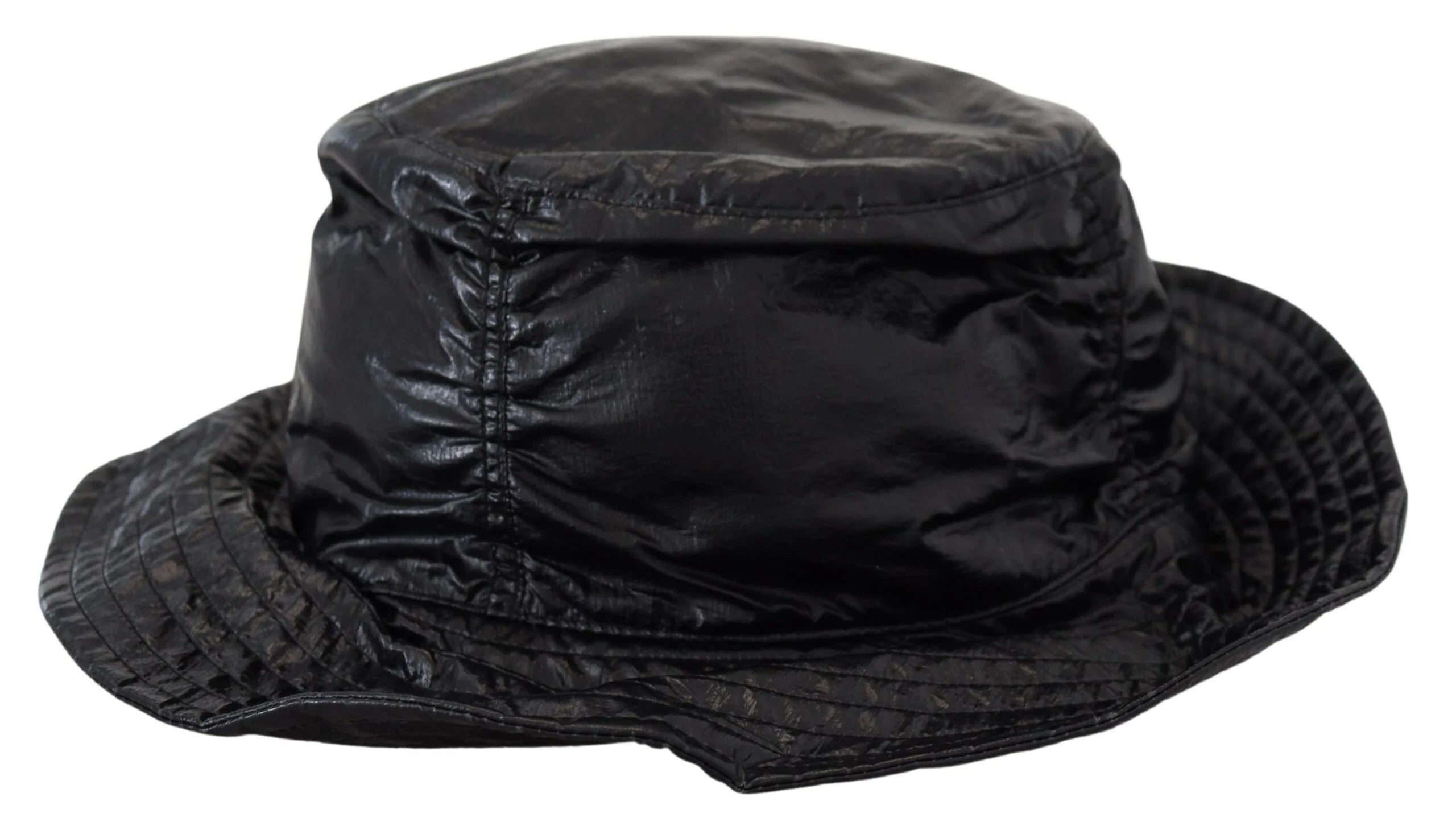 Dolce & Gabbana Black Quilted Faux Leather Women Bucket Cap Hat - 57cm|M - Bucket Hats