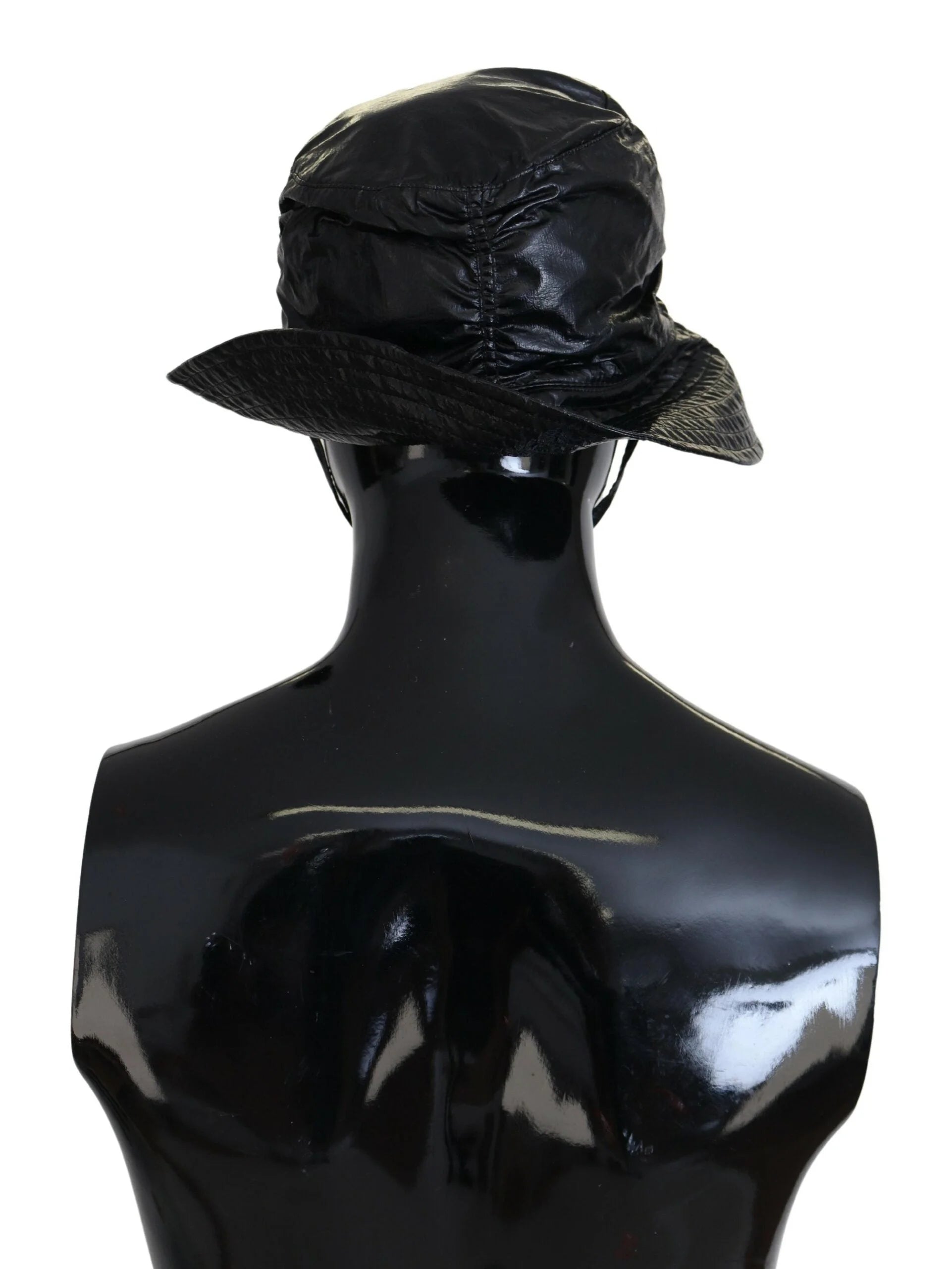 Dolce & Gabbana Black Quilted Faux Leather Women Bucket Cap Hat - 57cm|M - Bucket Hats