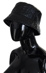 Dolce & Gabbana Black Quilted Faux Leather Women Bucket Cap Hat - 57 cm|S - Bucket Hats