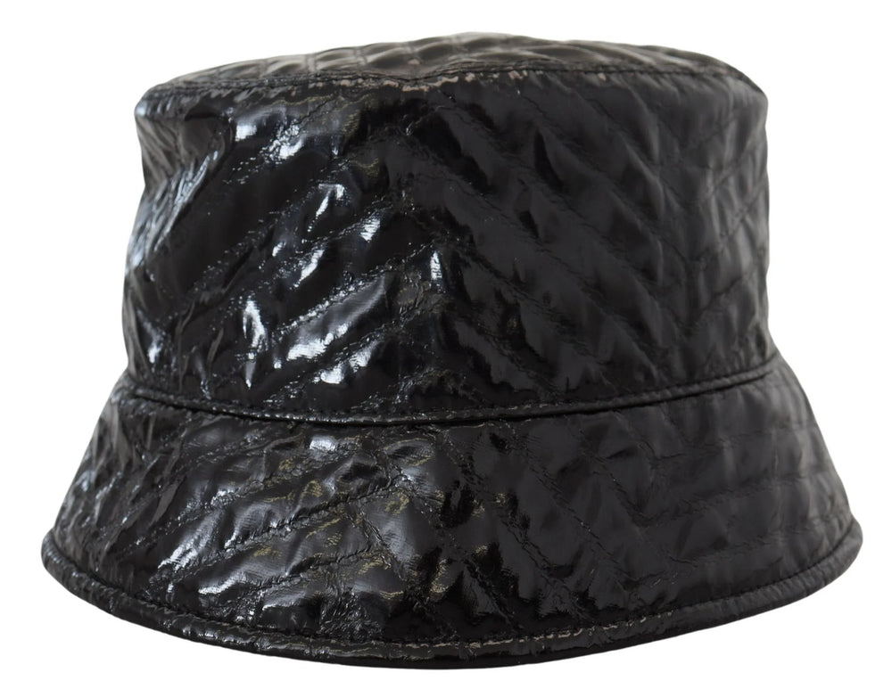 Dolce & Gabbana Black Quilted Faux Leather Women Bucket Cap Hat - 57 cm|S - Bucket Hats