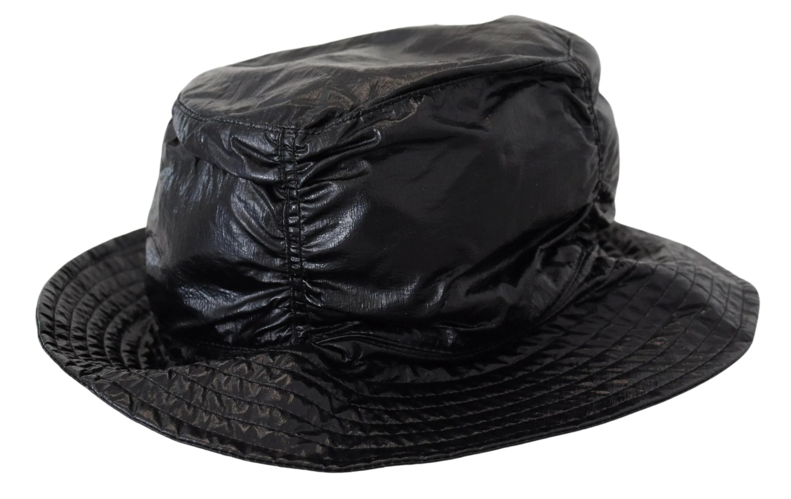 Dolce & Gabbana Black Quilted Faux Leather Women Bucket Cap Hat - 57cm|M - Bucket Hats