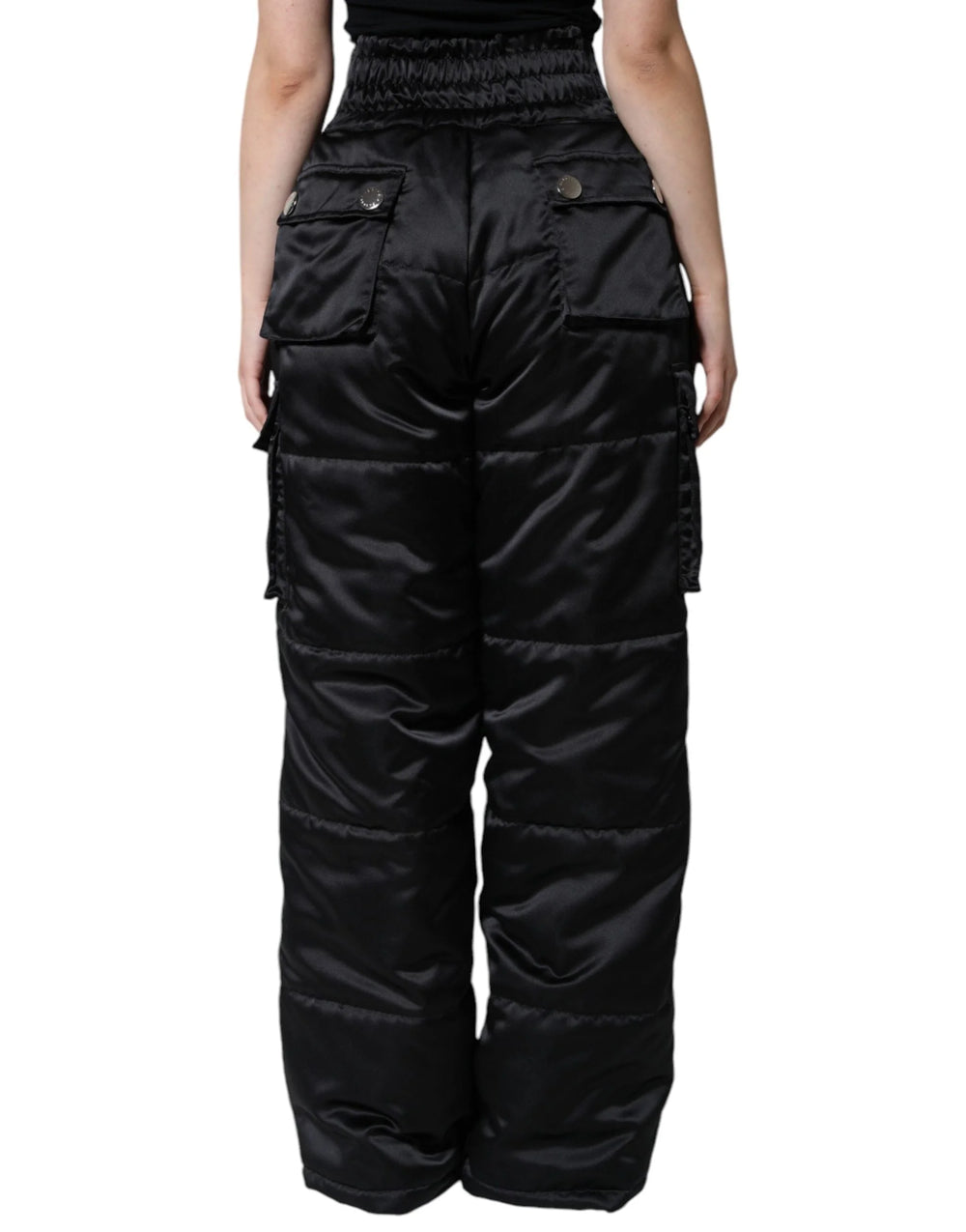 Dolce & Gabbana Black Quilted High Waist Women Boot Cut Pants - IT40|S - Trousers