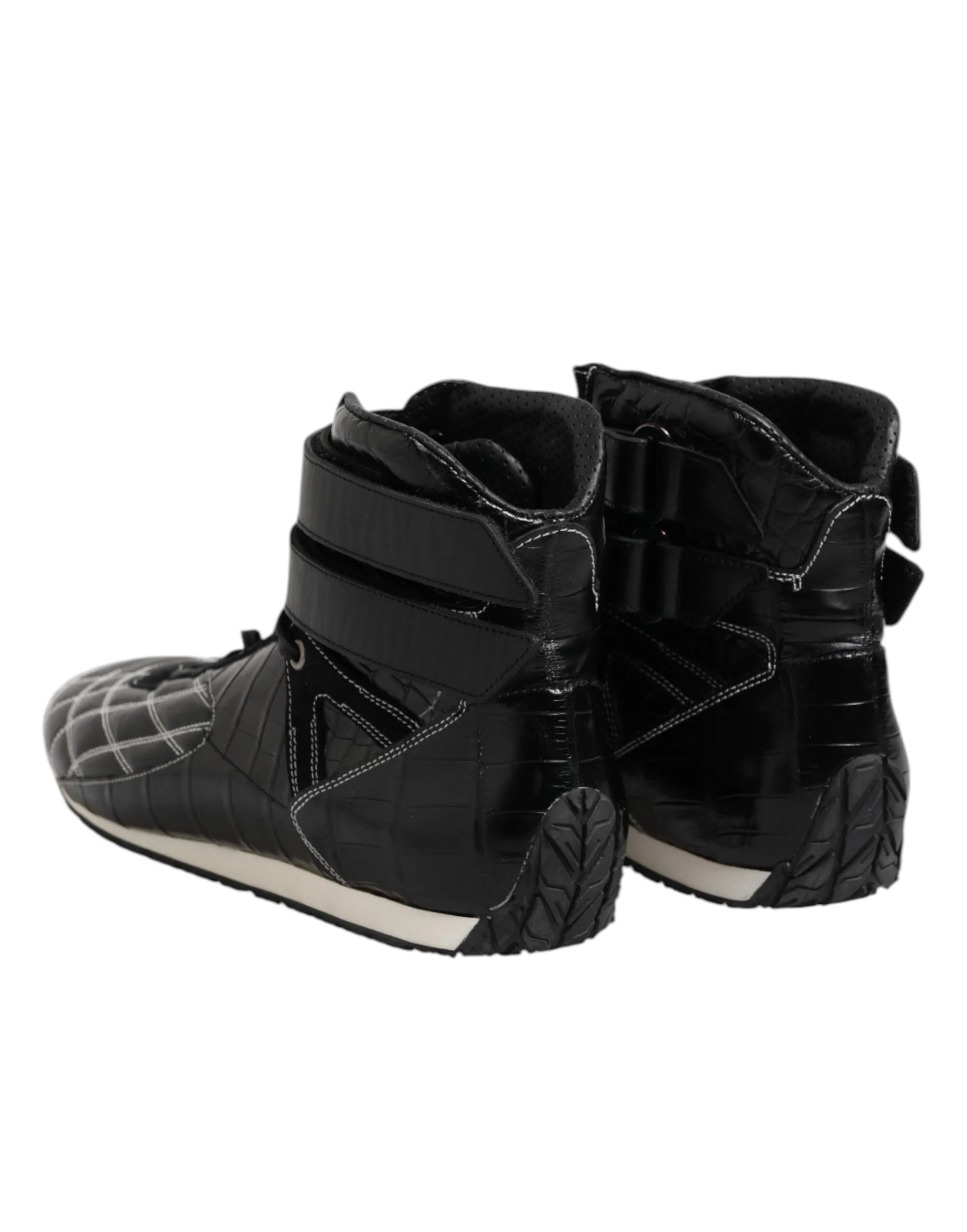 Dolce & Gabbana Black Quilted Leather Lace Up Sneakers Shoes - EU44/US11