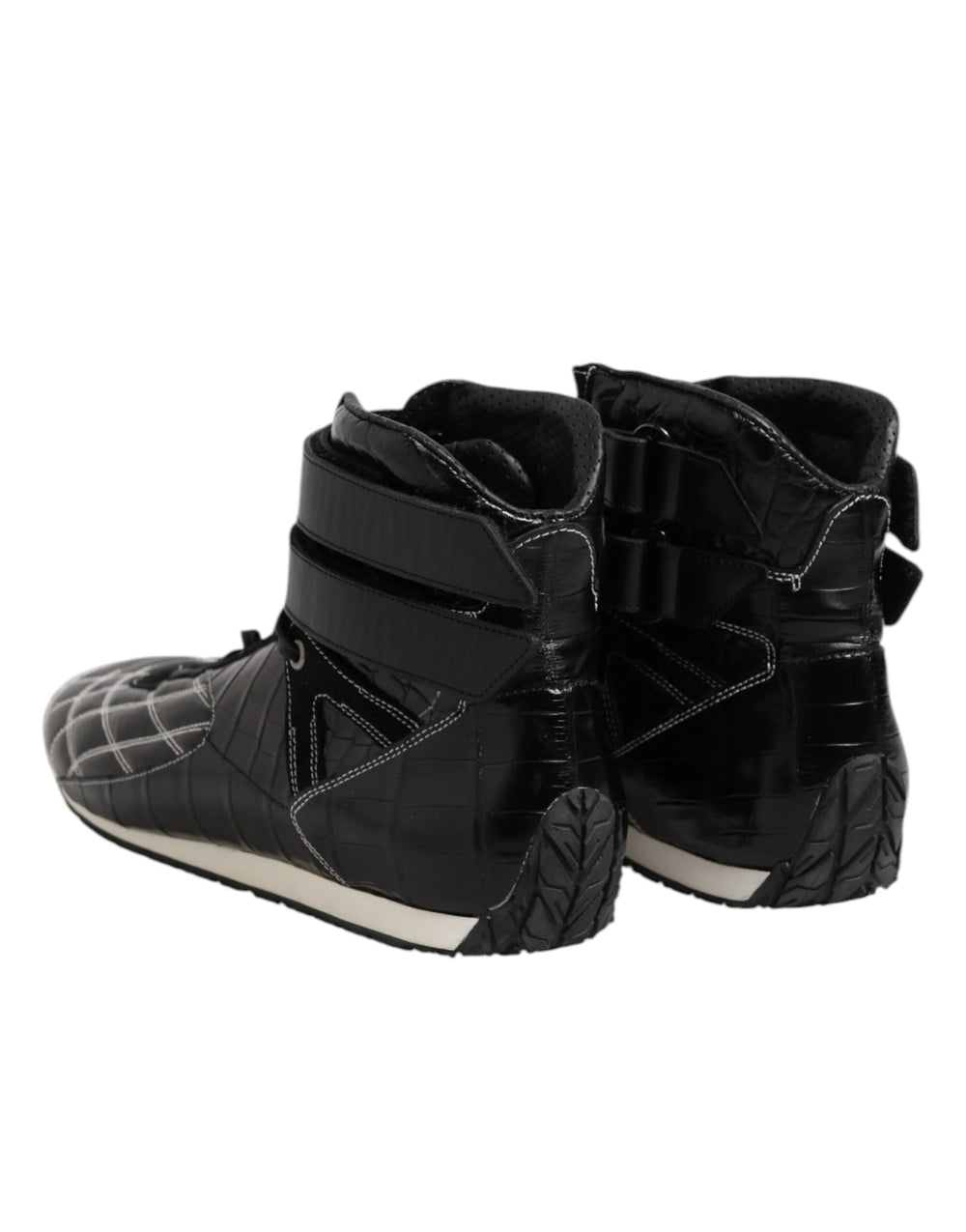 Dolce & Gabbana Black Quilted Leather Lace Up Sneakers Shoes - EU44/US11