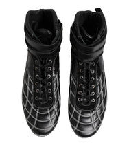 Dolce & Gabbana Black Quilted Leather Lace Up Sneakers Shoes - EU44/US11 - Sneakers